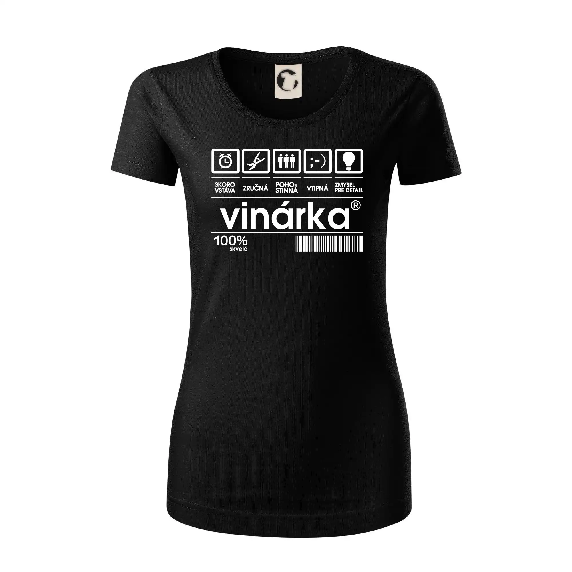 Vtipná tričká s tematikou vína - Čiarový kód - vinárka - Dámske tričko z organickej bavlny Origin (GOTS)