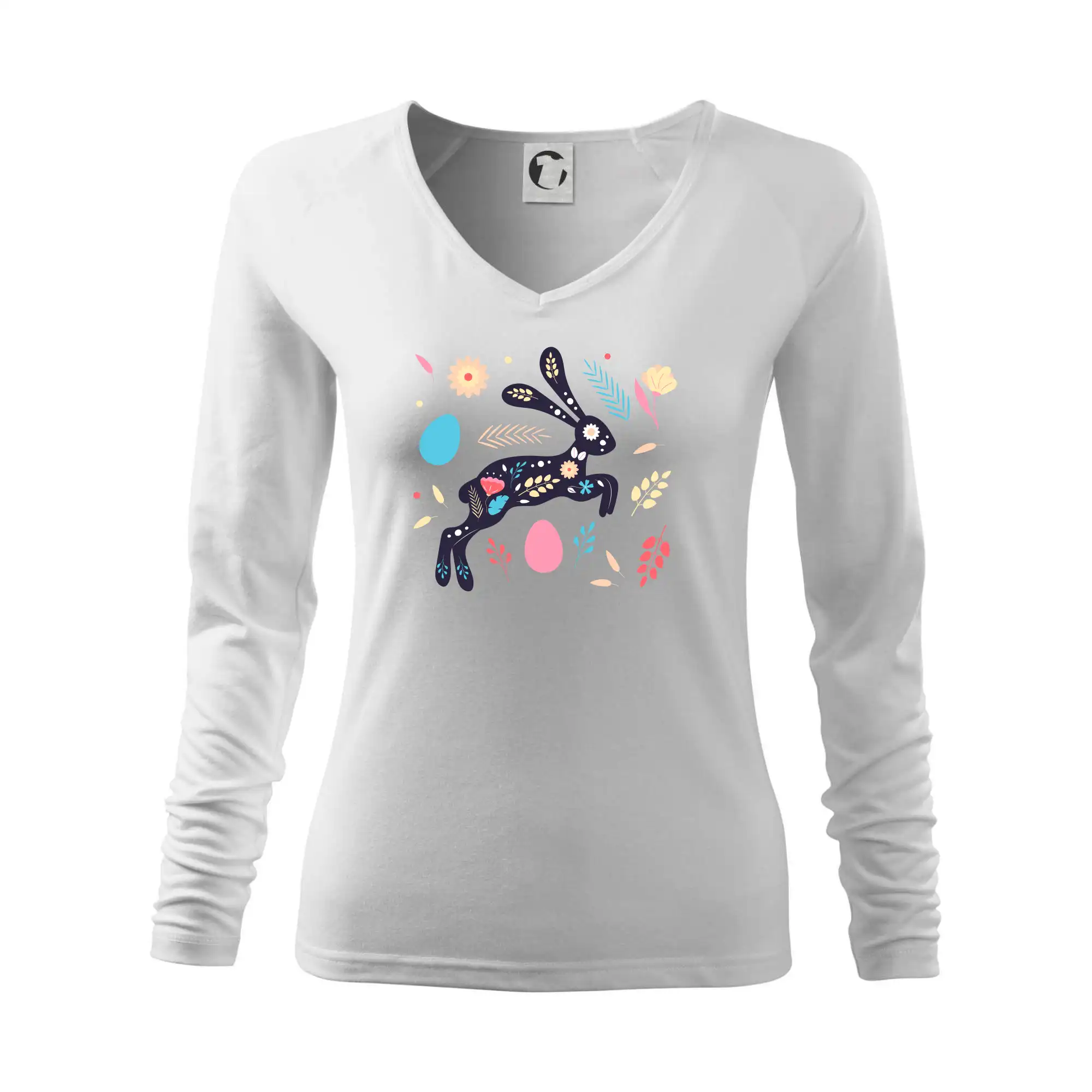 Veľkonočné tričká - Veľkonočný zajačik kvety - Tričko dámske Elegance