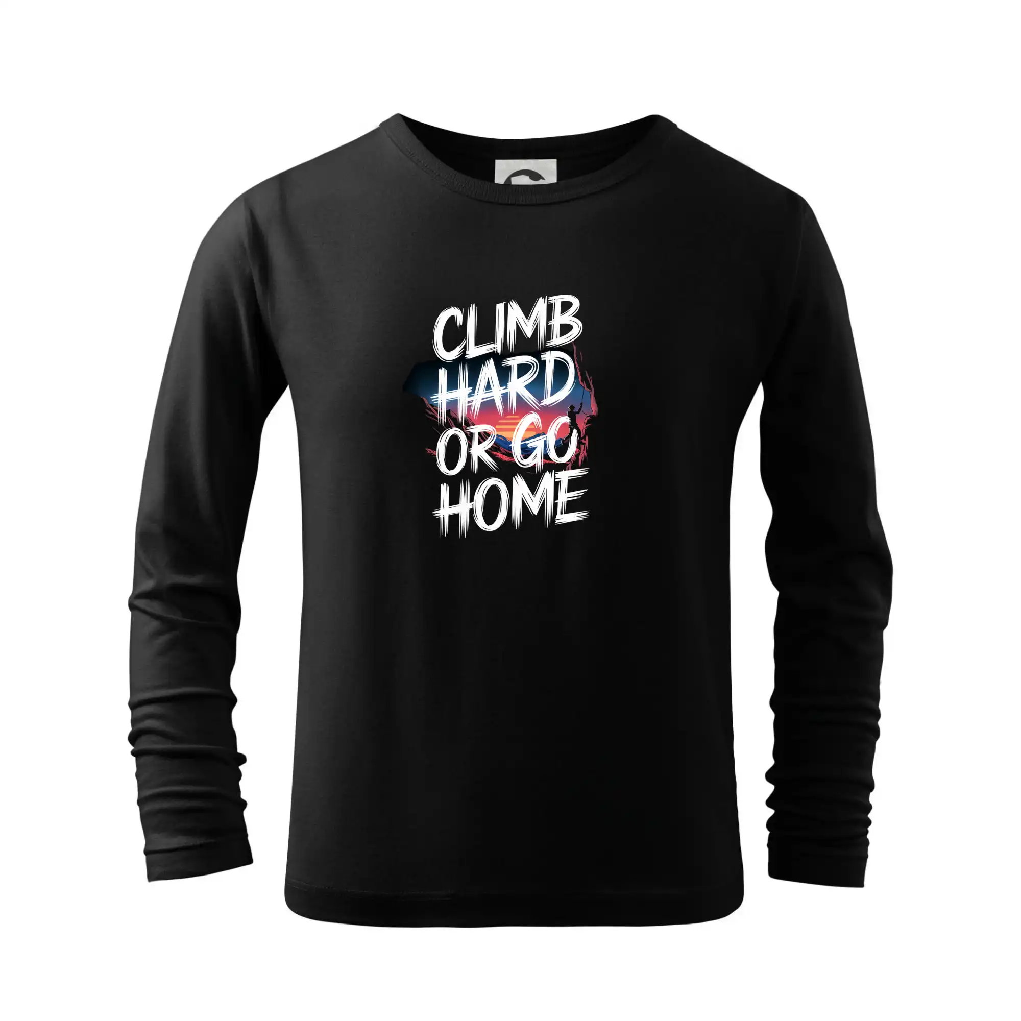 Trička pro horolezcov - Nočná krajina - Climb hard or go home - Tričko detské Long Sleeve