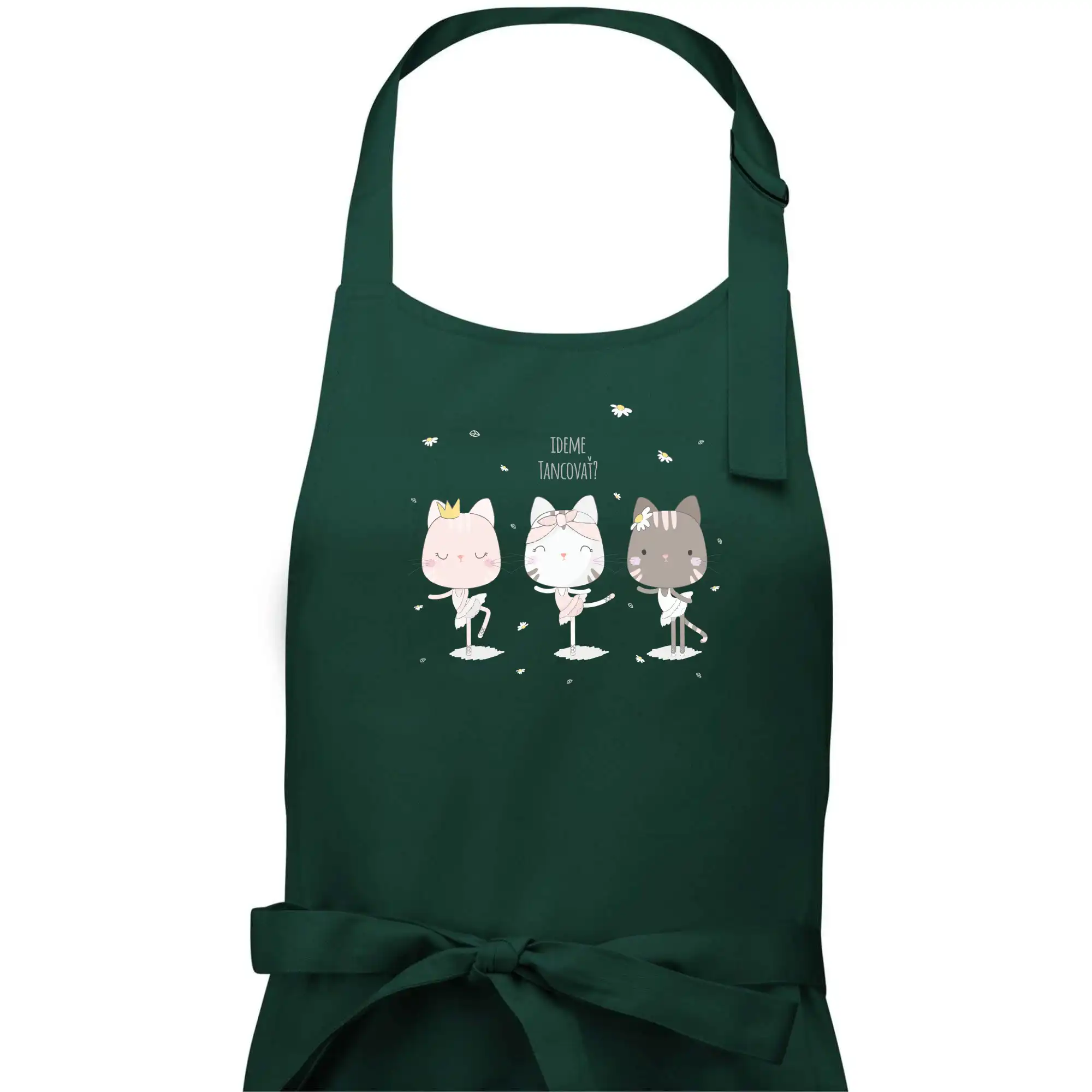 Vtipná tričká s mačkou - Mačka Ideme tancovať - Dámska zástera na varenie