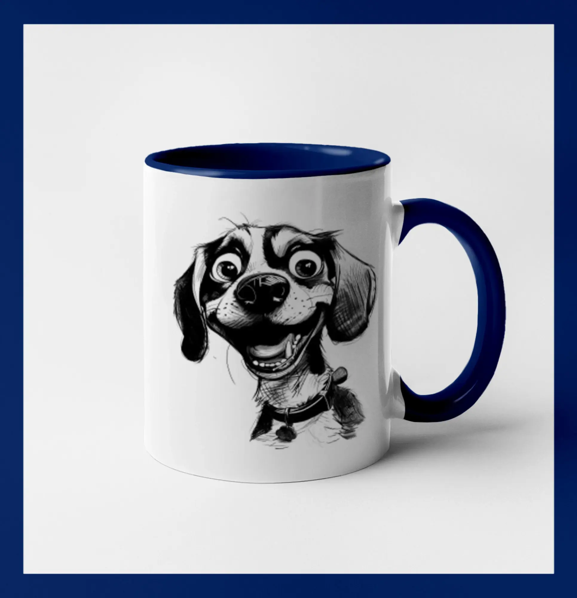 Černobílá karikatura bígl