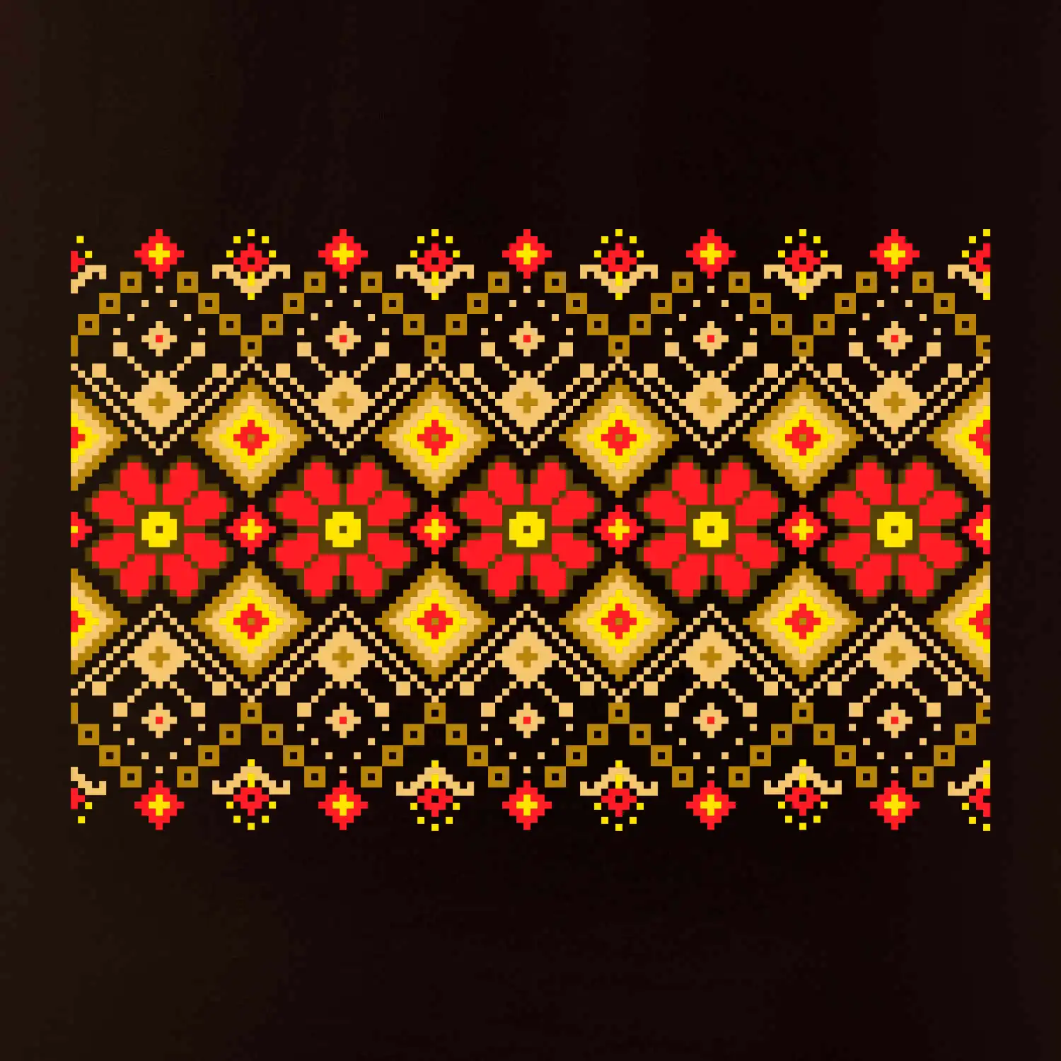 Ukrajinský vzor  - Červené květiny