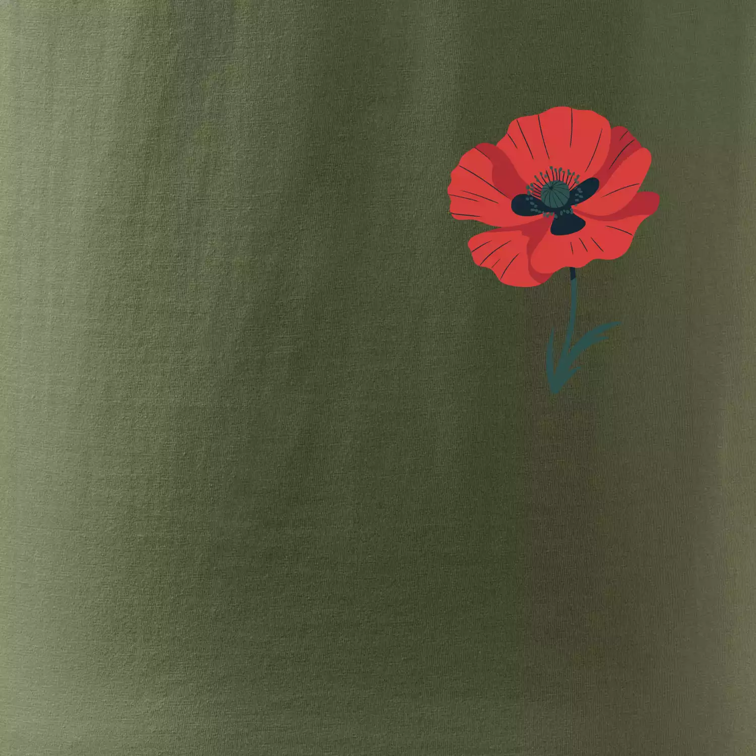 Vlčí mák kreslený na prsu