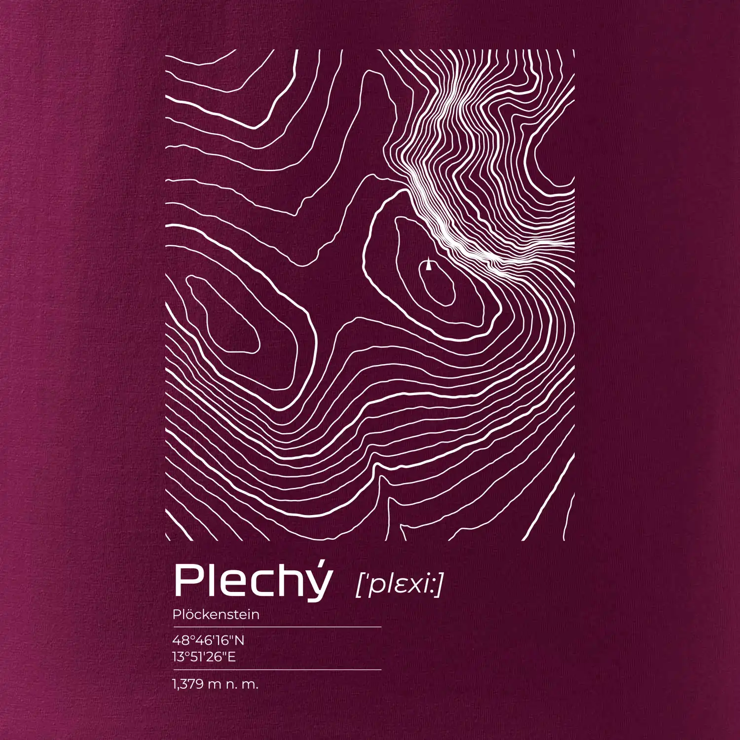 Plechý - vrstevnice v obdélníku