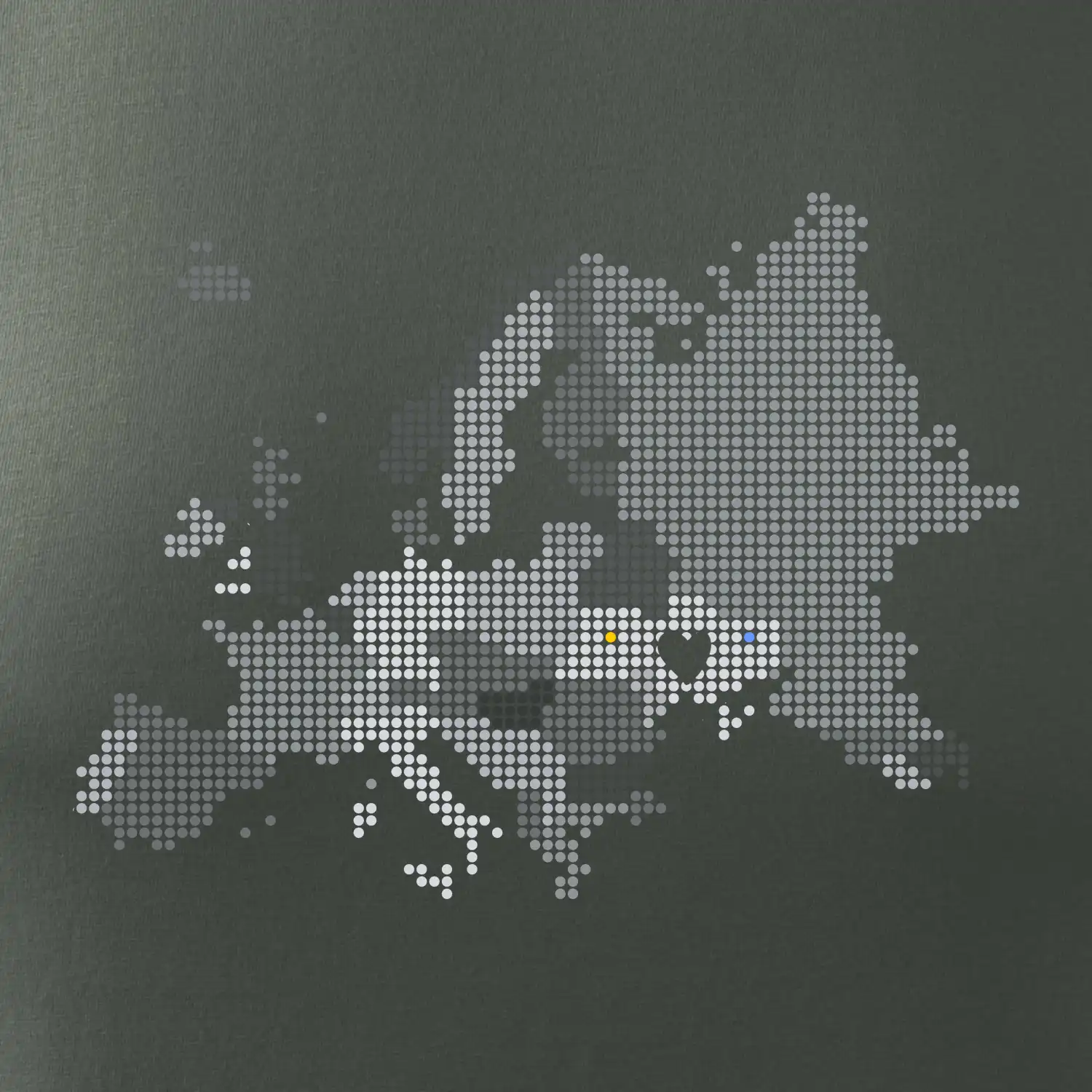 Mapa Evropy - srdce v Ukrajině