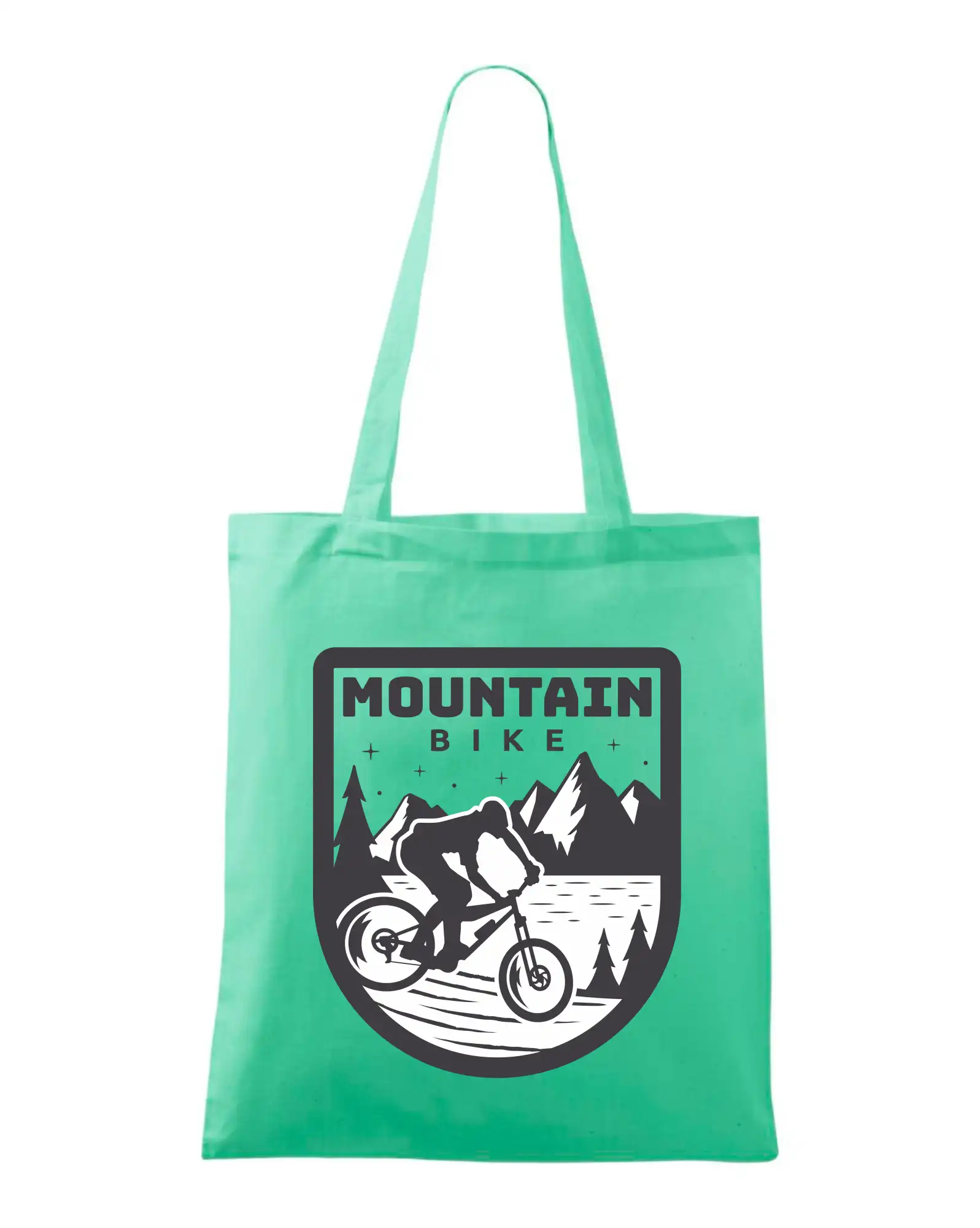 Tričko ako darček pre cyklistu - MTB mountain bike logo prsa zaoblené - Taška bavlnená