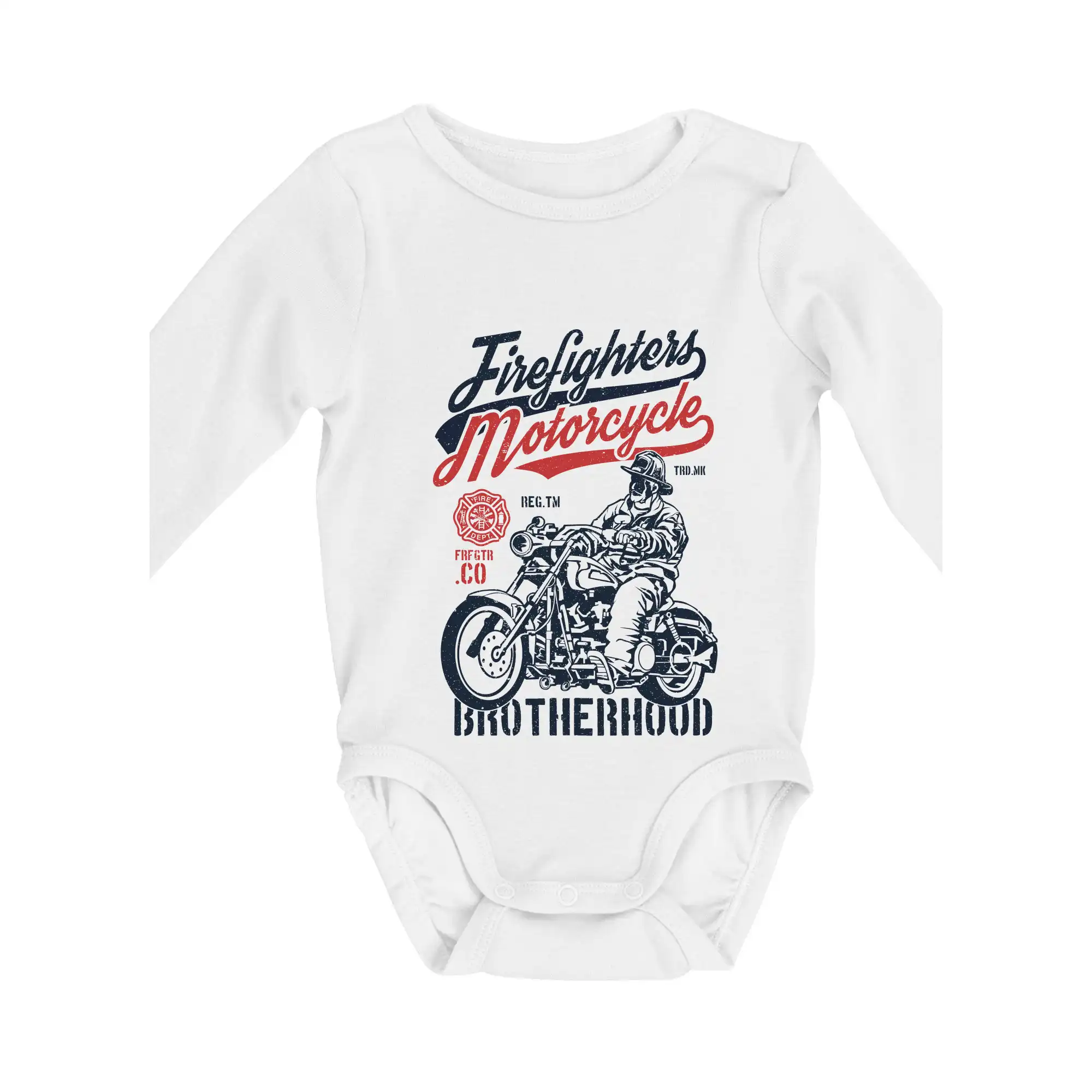 Originálne tričká pre hasičov - Firefighters Motorcycle - Body dojčenské s dlhým rukávom