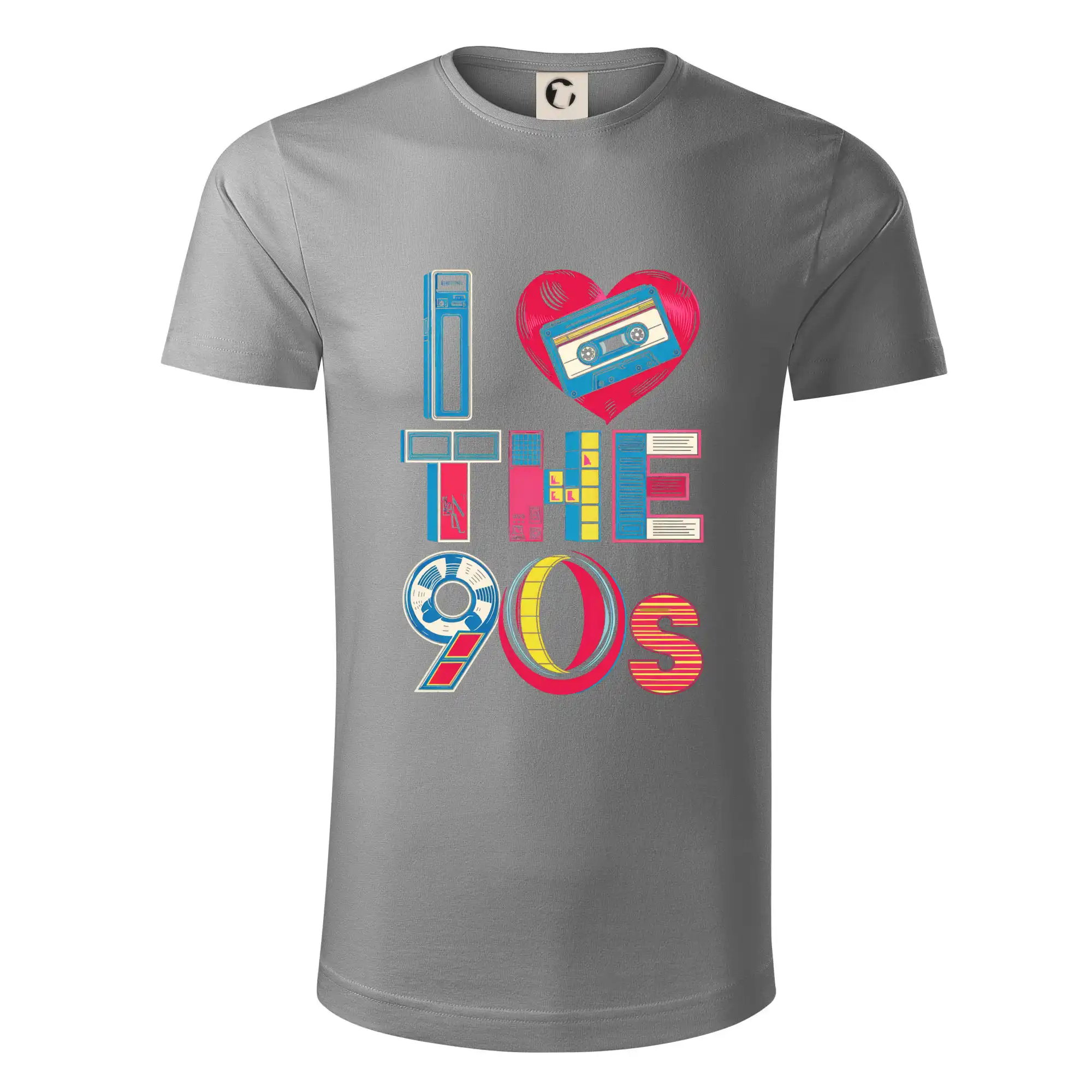 Hudobné tričká - Aj love 90s - srdce a kazeta - Tričko z organickej bavlny