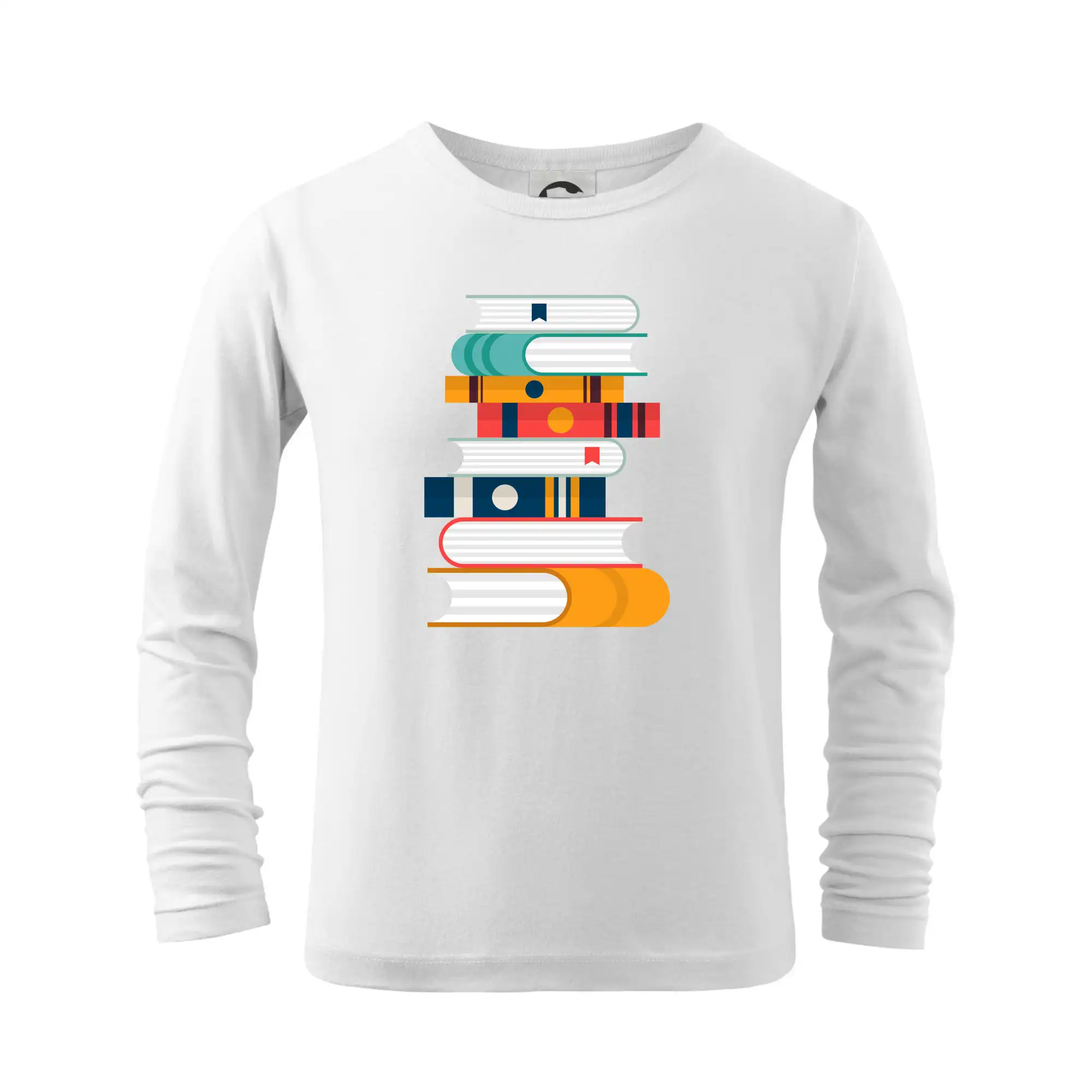 Tričká s motívom kníh pre milovníkov čítania a vône papiera - Knihy flat design - Tričko detské Long Sleeve