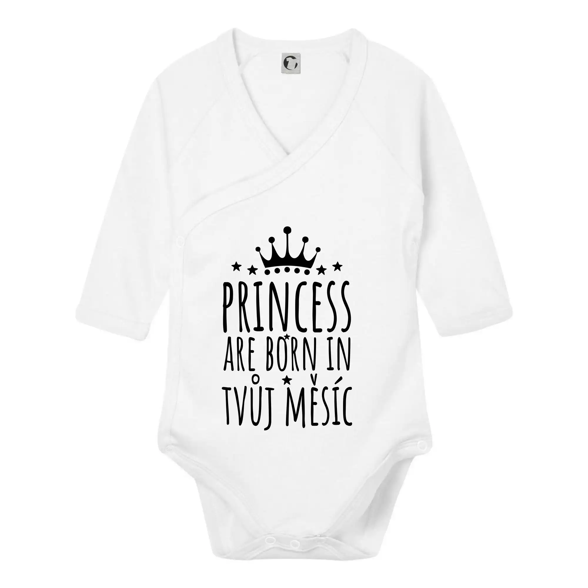 Tričká k narodeninám - Princesses are born in (Vlastný nápis mesiac narodenia) - Body zavinovacie s dlhým rukávom