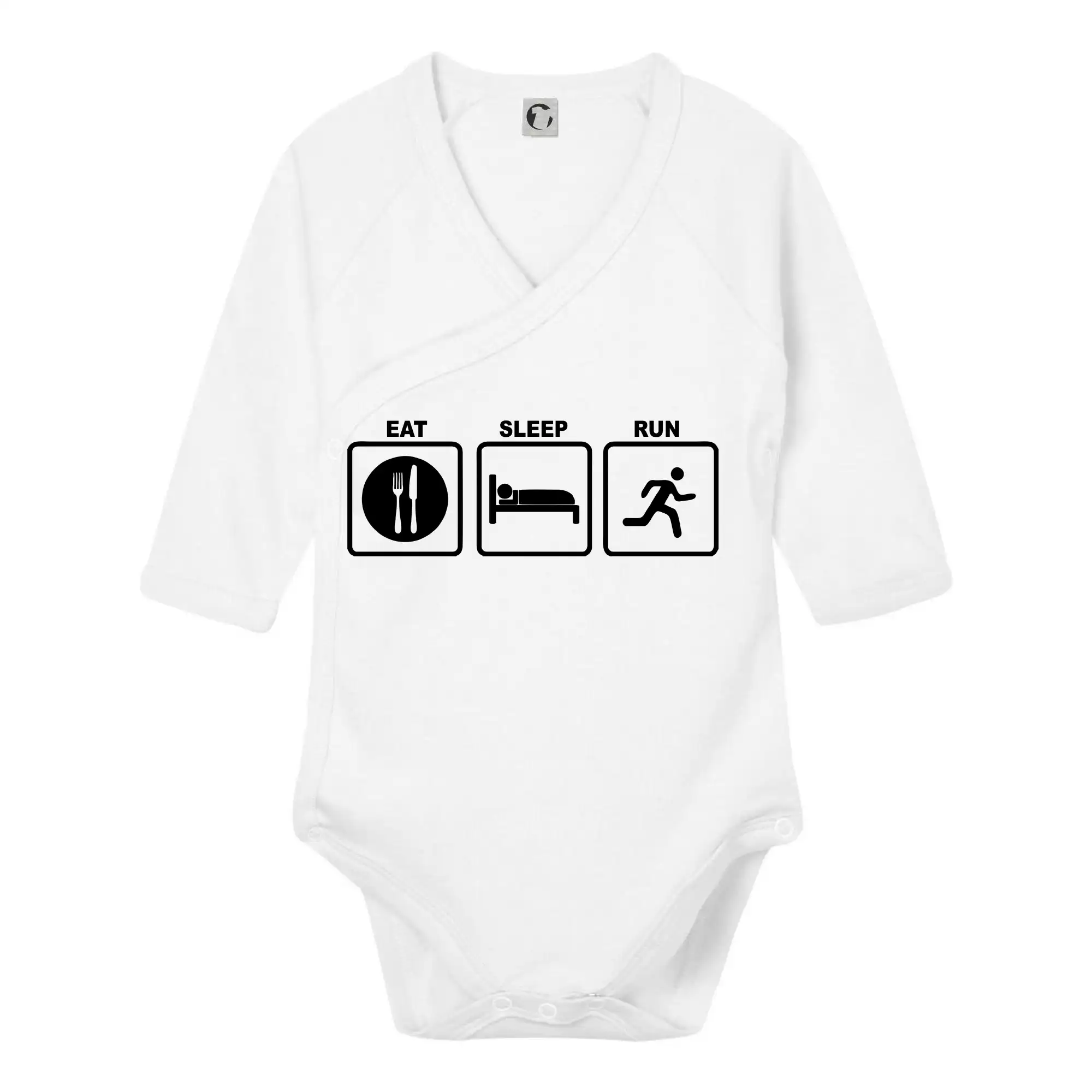 Eat sleep repeat - Eat sleep run štvorce - Body zavinovacie s dlhým rukávom