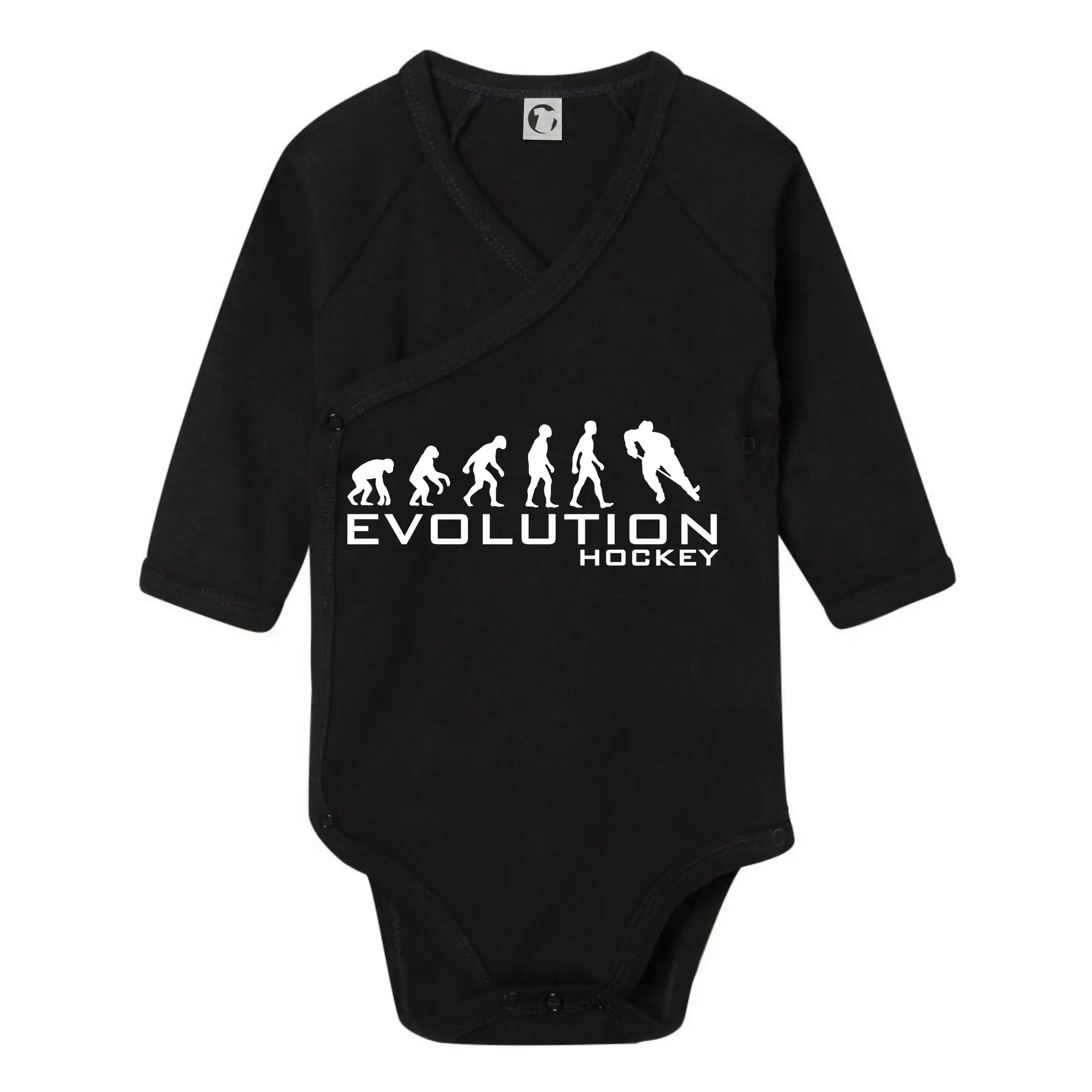 Tričká s potlačou evolúcia - Evolúcia Hockey - hráč - Body zavinovacie s dlhým rukávom