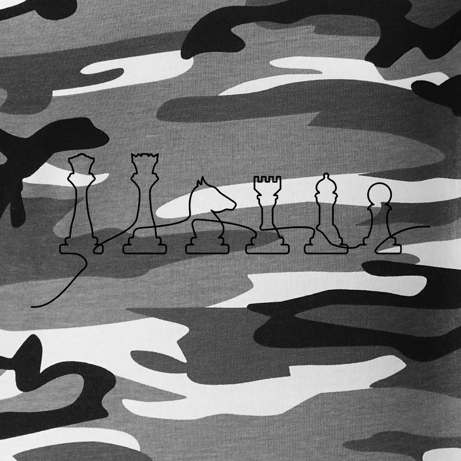 Šachové figurky v řadě - obrys