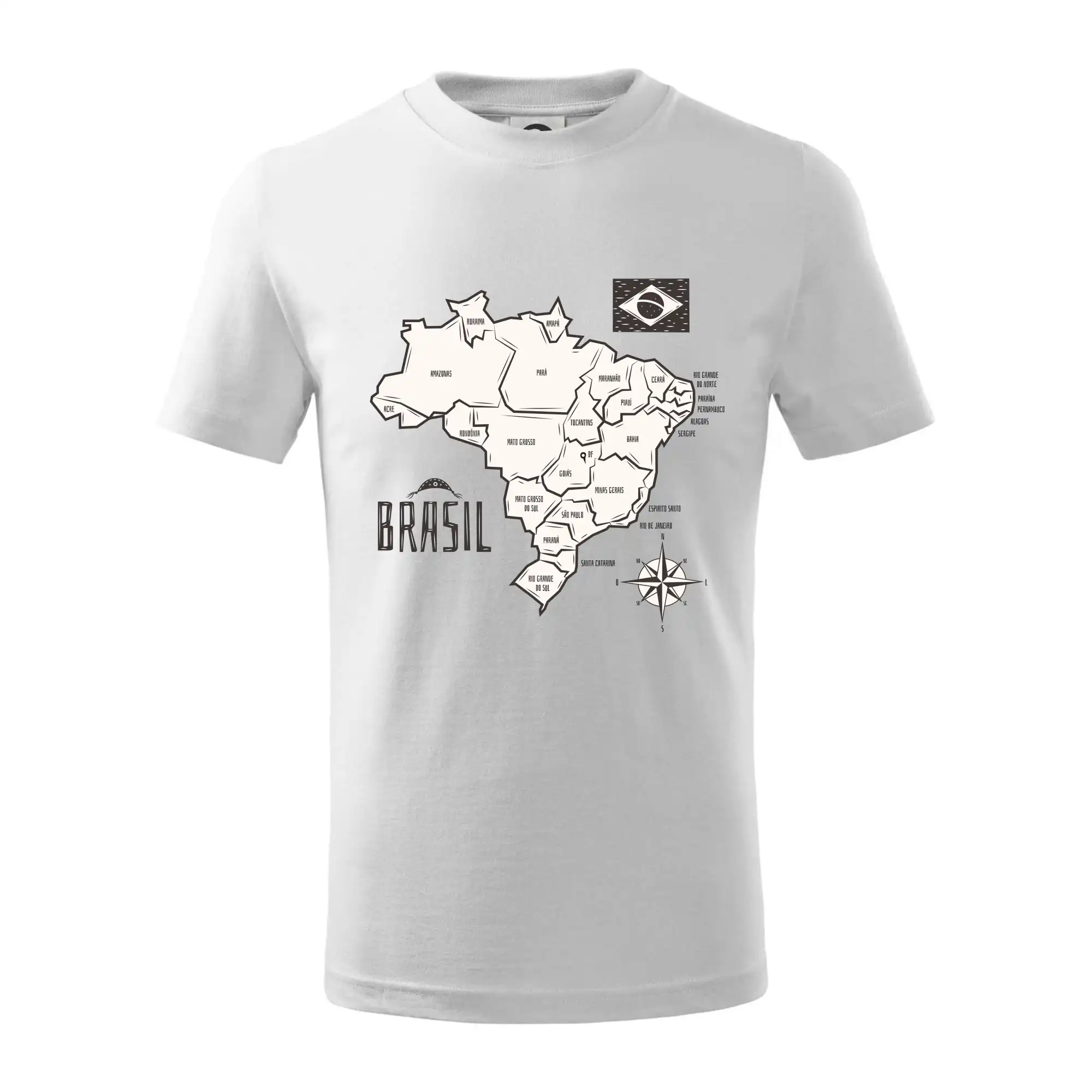 Brazílie mapa s názvy regionů