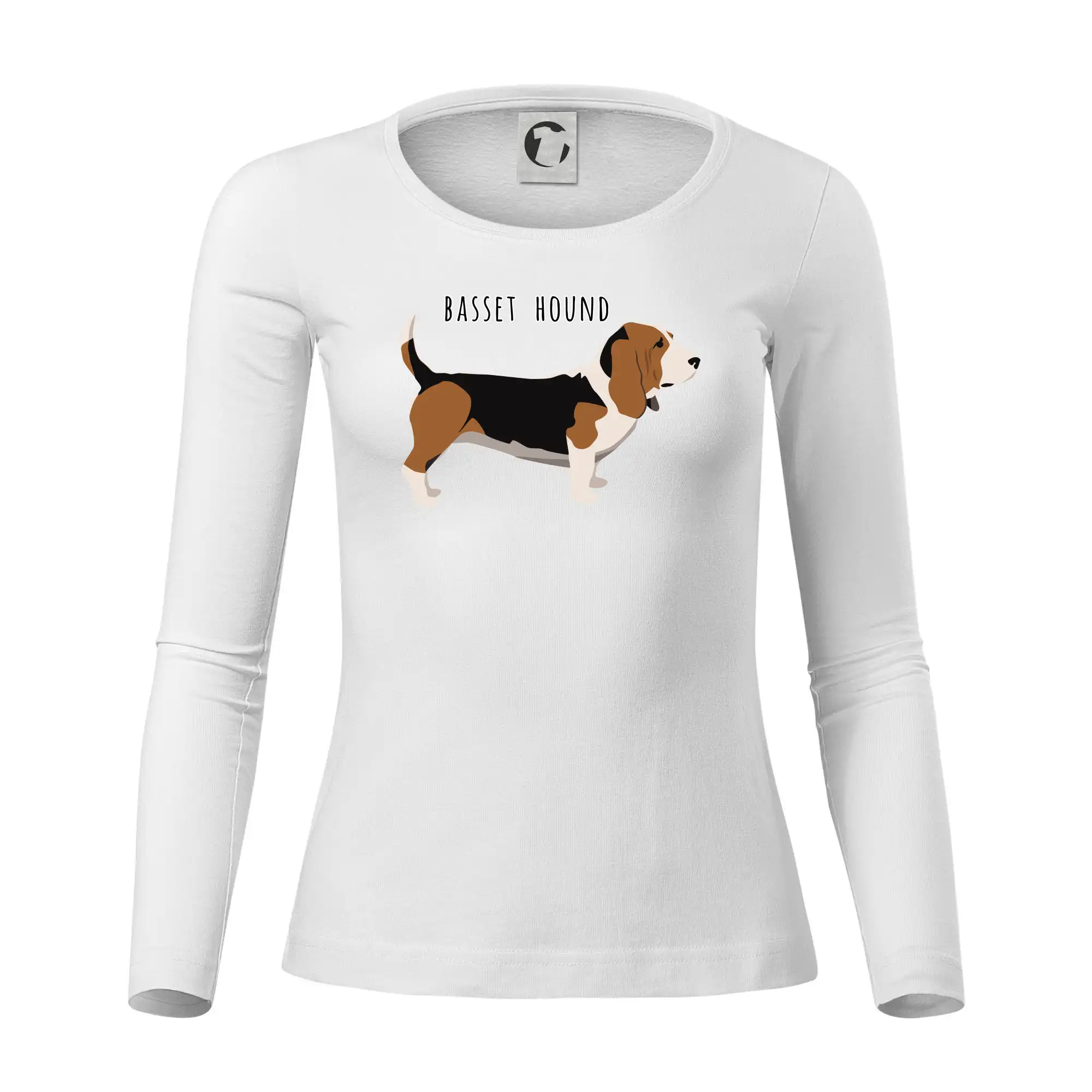 Basset hound pes s nápisem