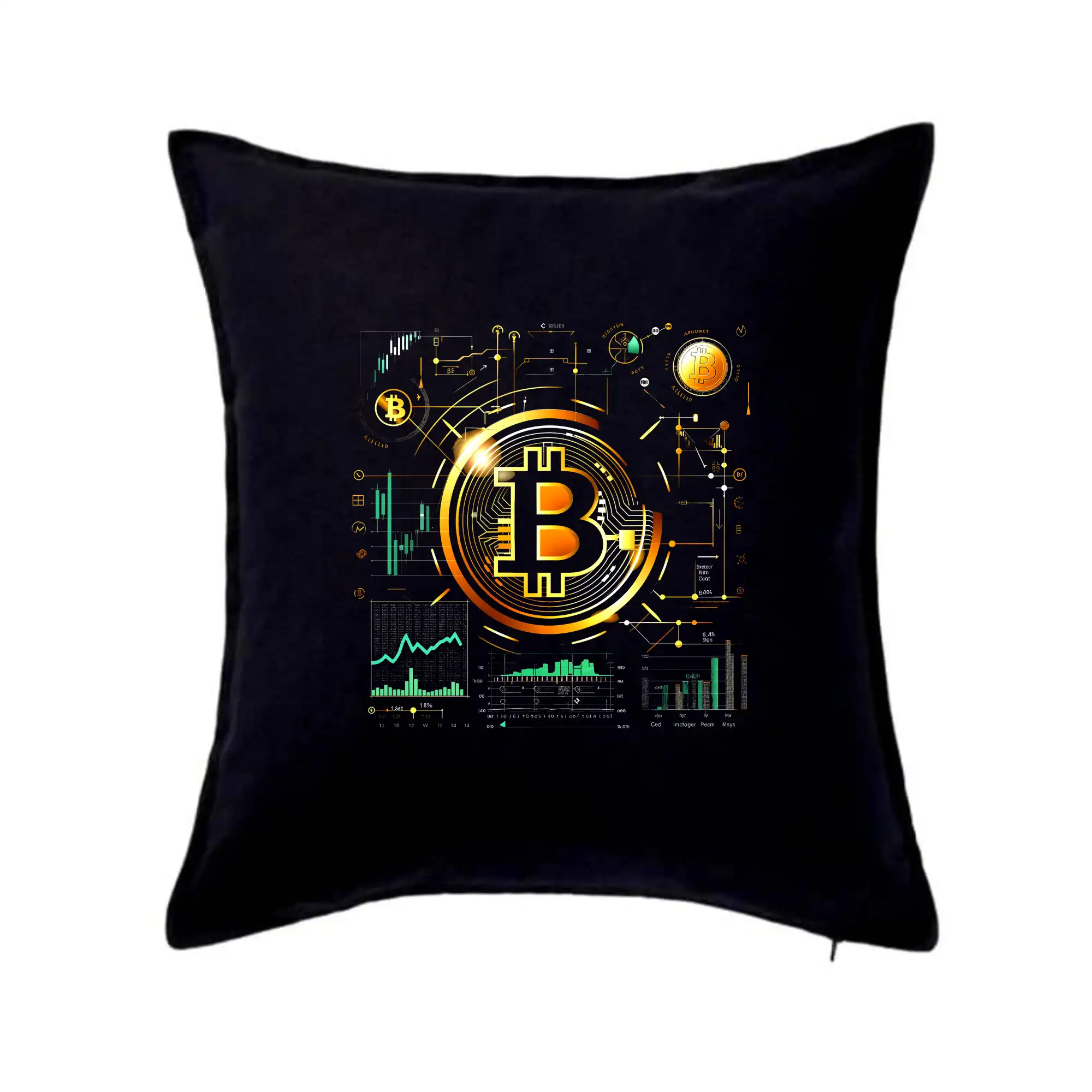 Bitcoin logo s grafmi - Vankúš 50x50