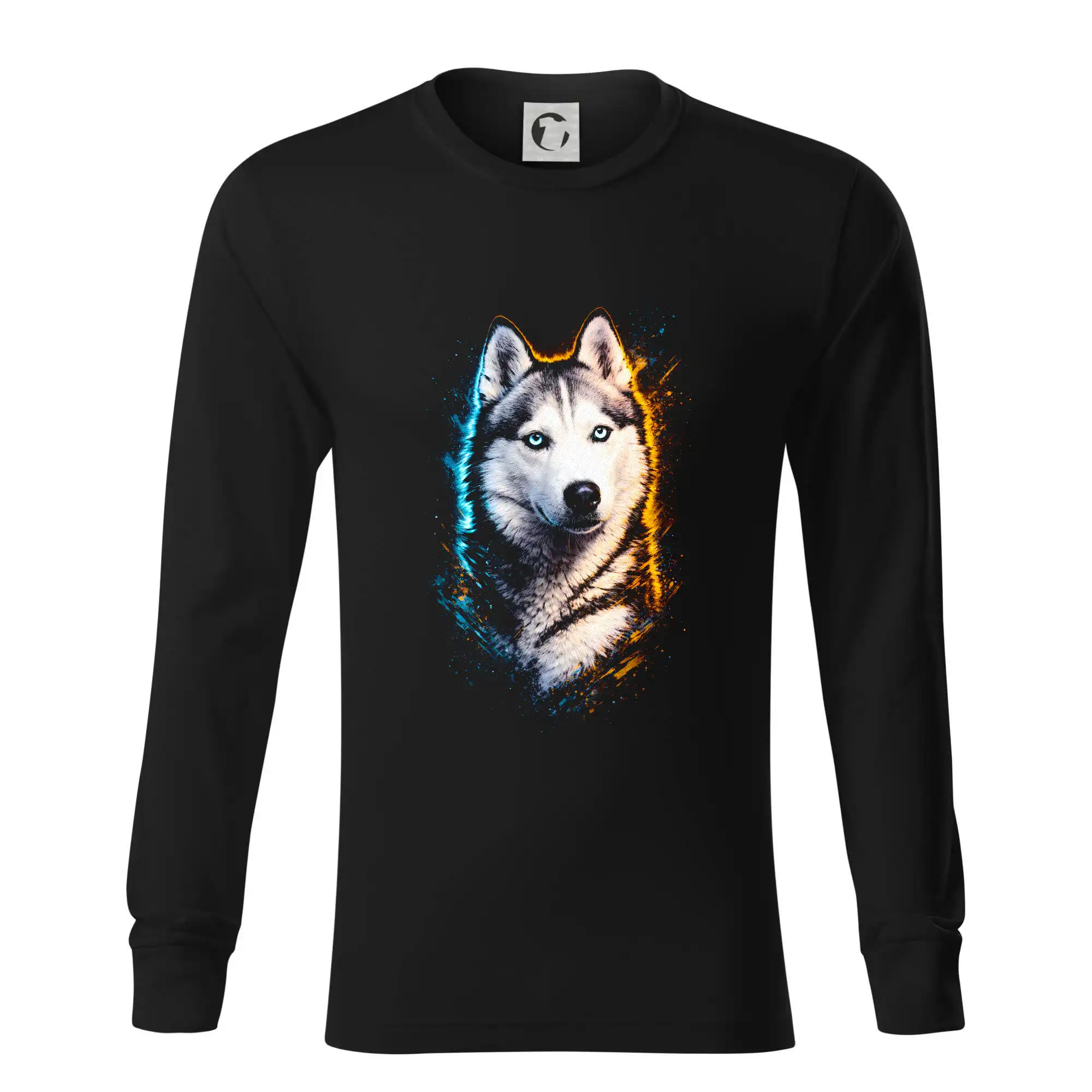 Tričká s motívom Sibírsky husky - Obrázok poltón Husky hlava - Tričko s dlhým rukávom LS R05
