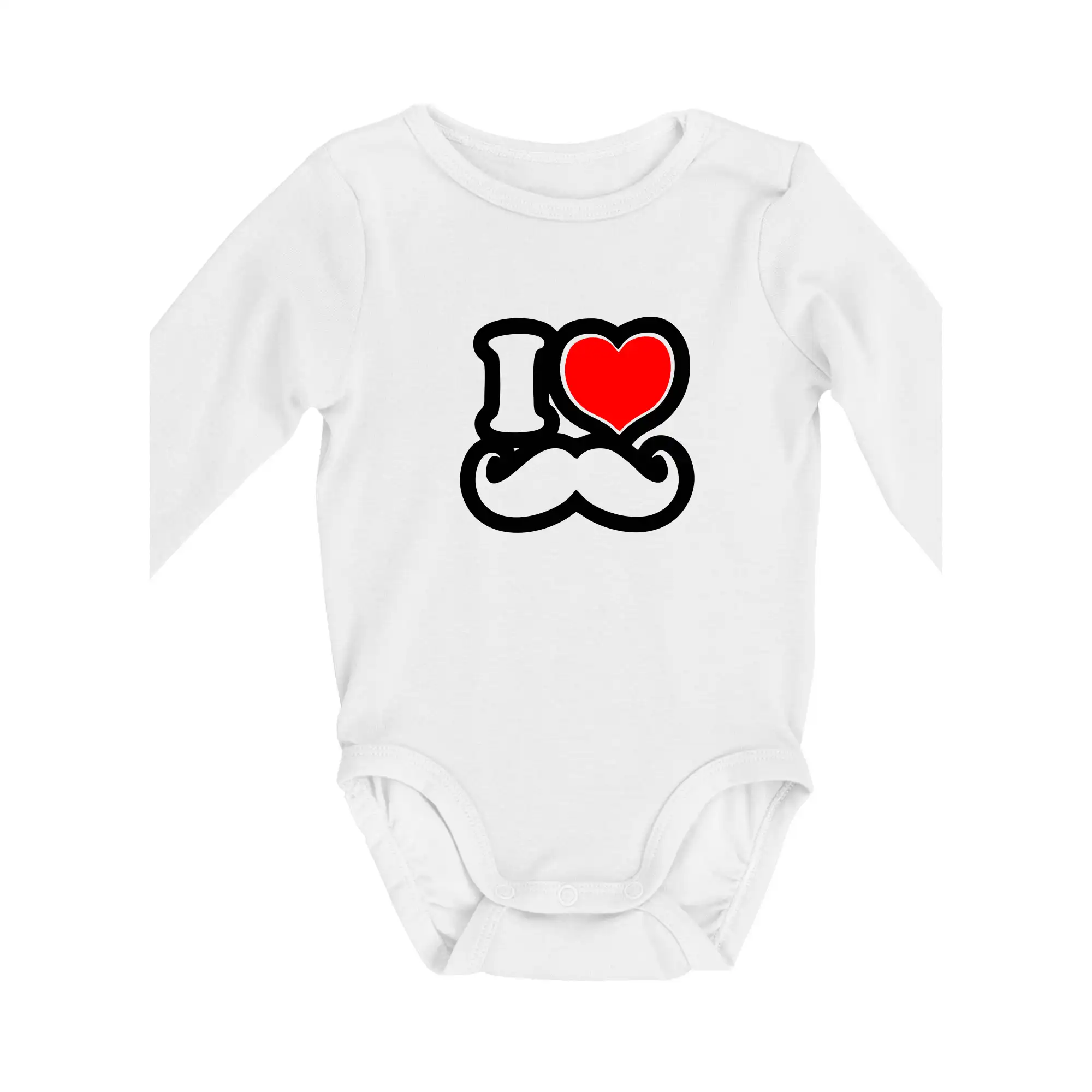 Tričká s fúzikmi - i love mustache - obrys - Body dojčenské s dlhým rukávom