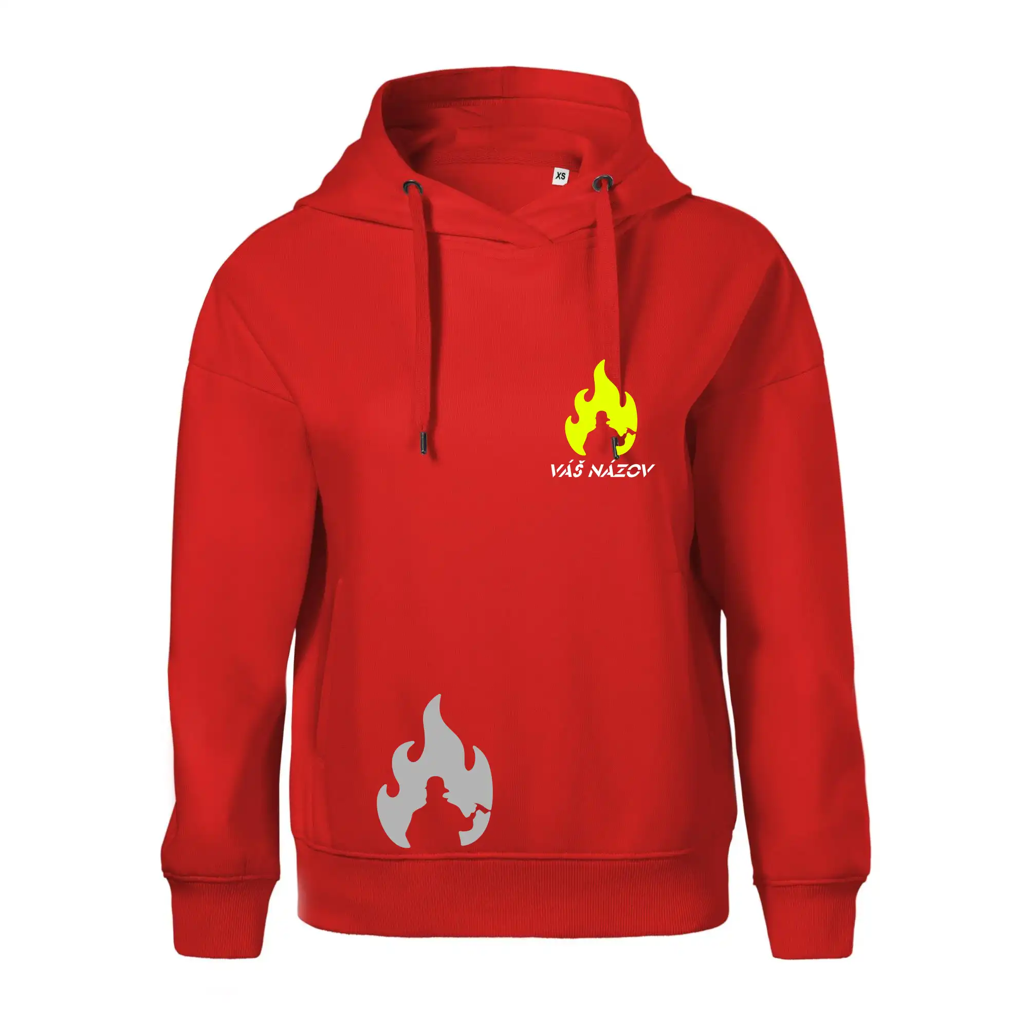 Originálne tričká pre hasičov - Hasiči - oheň - Váš názov - Prsník + chrbát - Oversized mikina dámská Moon - kratšia + širšia