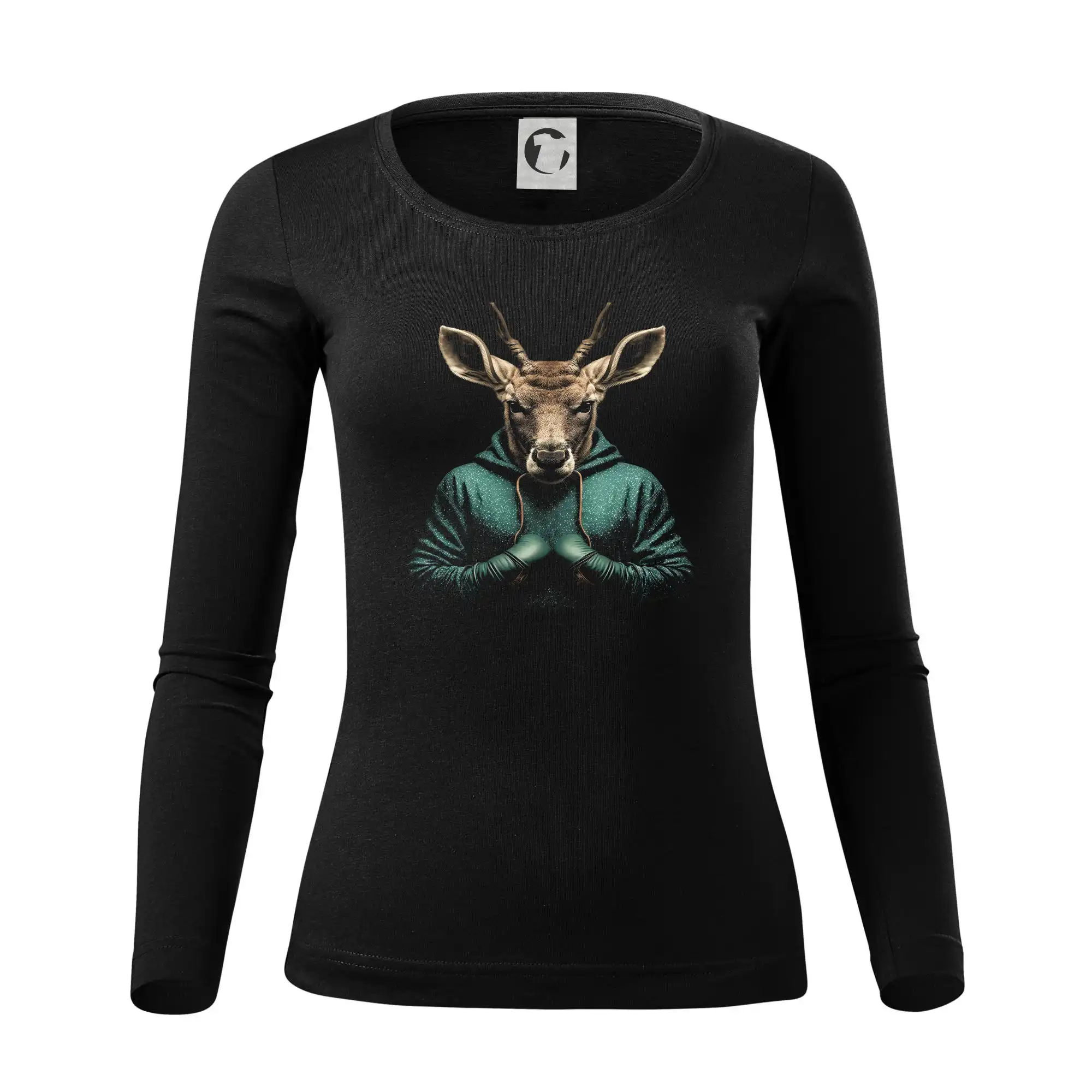 Tričká so zvieratami - Jelen boxer - Dámske tričko FIT-T LS - zužené