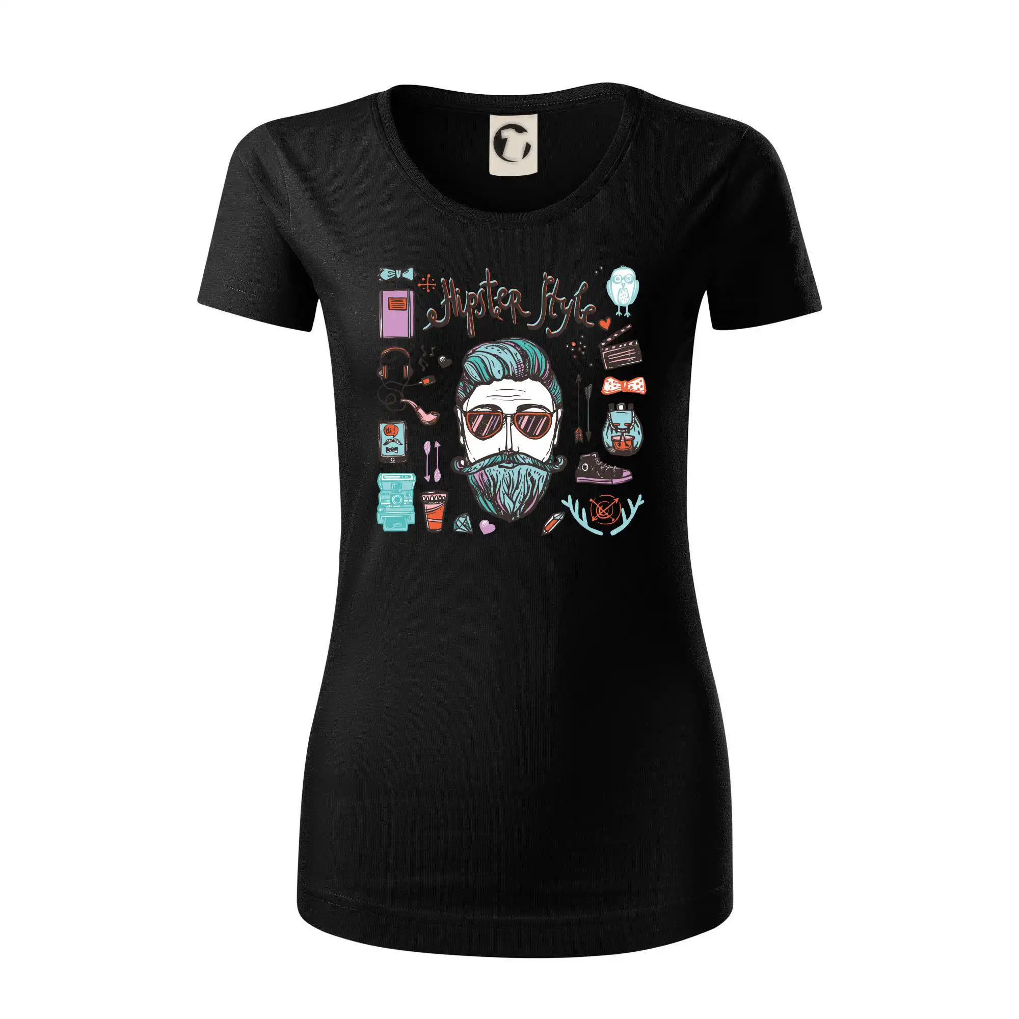 Tričká s fúzikmi - Hipster style - Dámske tričko z organickej bavlny Origin (GOTS)