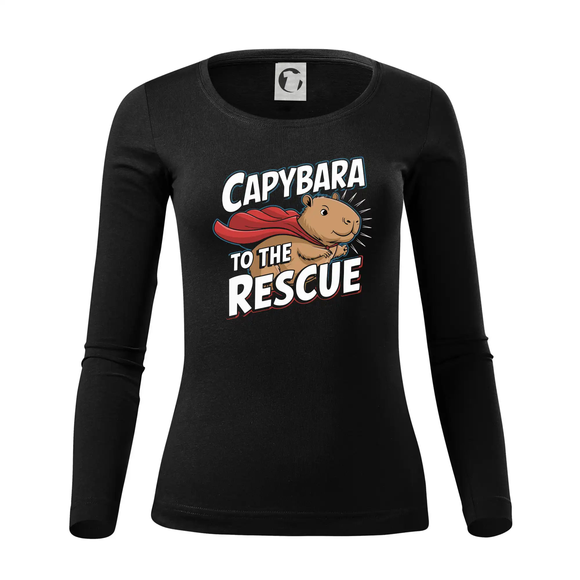 Tričká so zvieratami - Capybara to the Rescue - Dámske tričko FIT-T LS - zužené