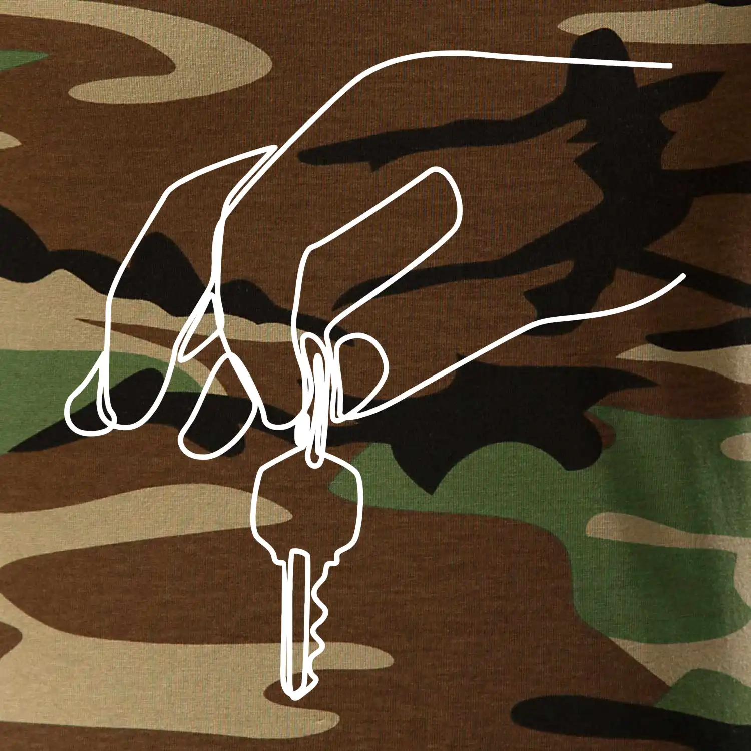 Klíče a ruka jedním tahem