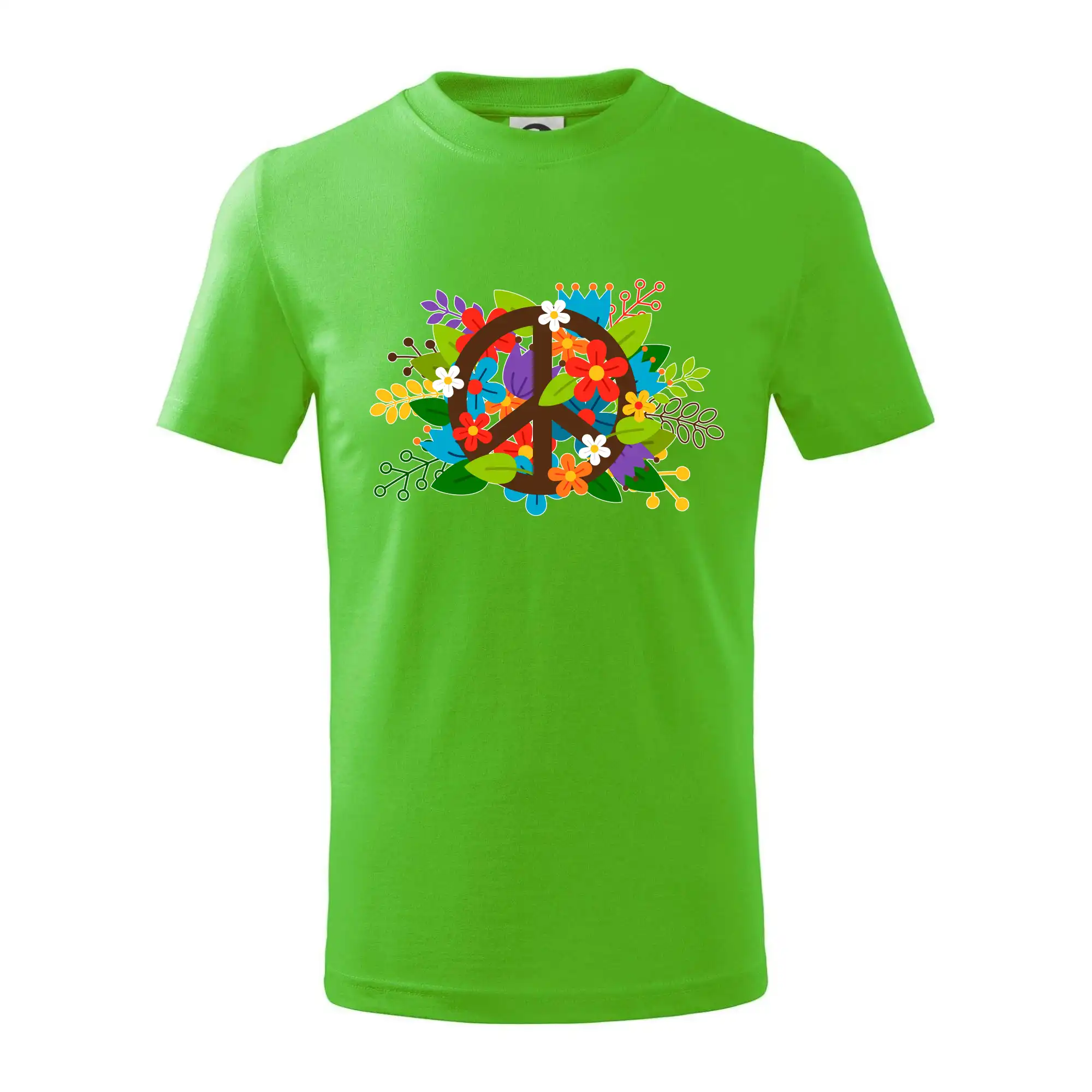 Tričká pre pohodový ľudí - Peace symbol prerastený kvetinami - Tričko detské bavlnené
