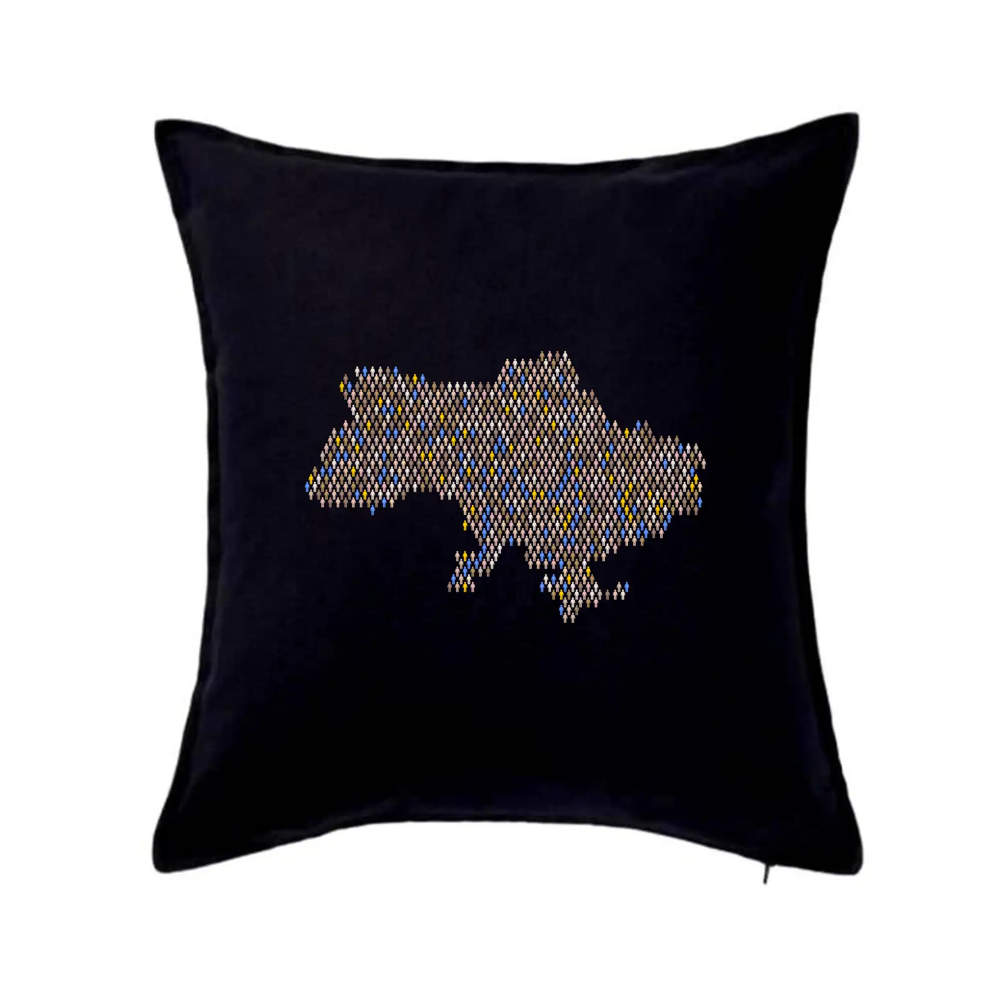 Tričká s vlajkou ukrajiny - Mapa Ukrajiny panáčikovia - Vankúš 50x50