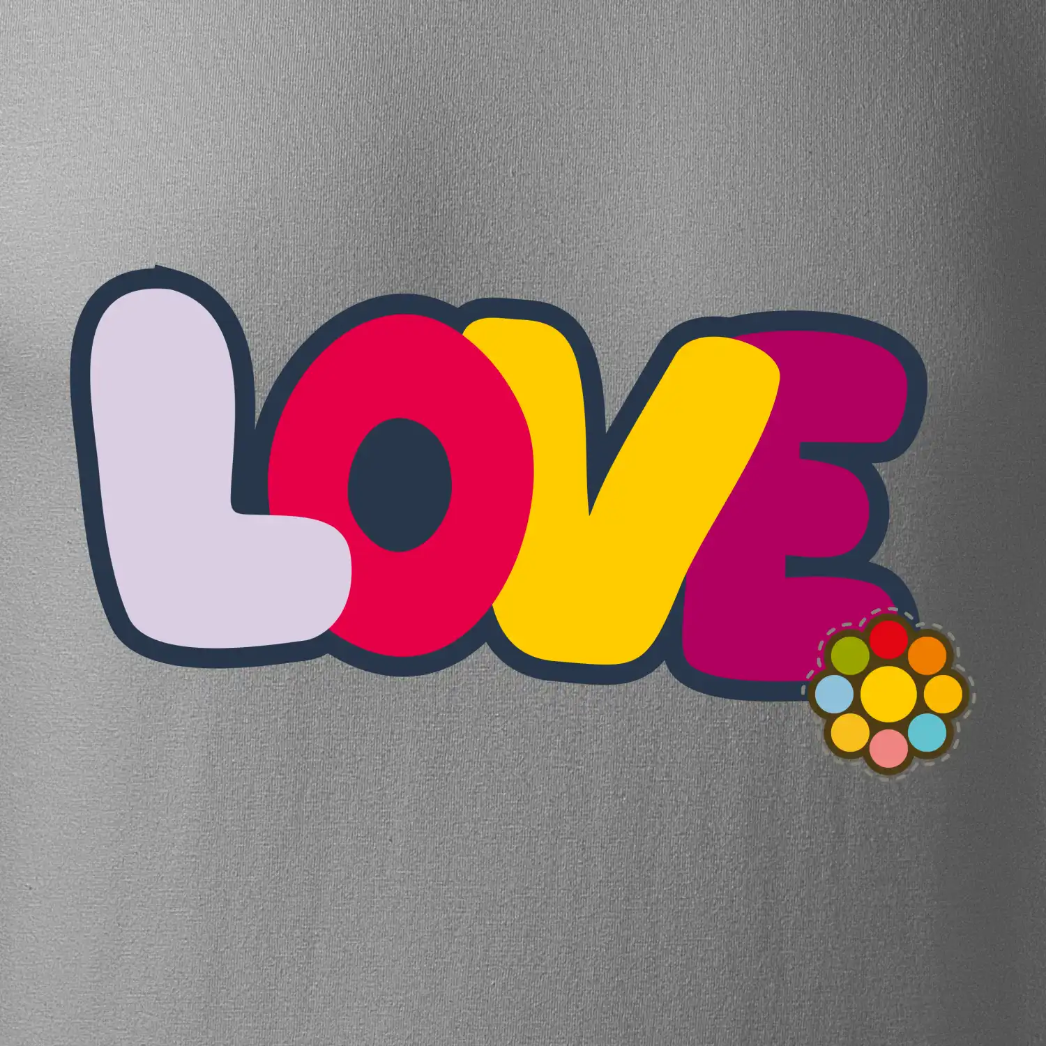 Love nápis s květinou