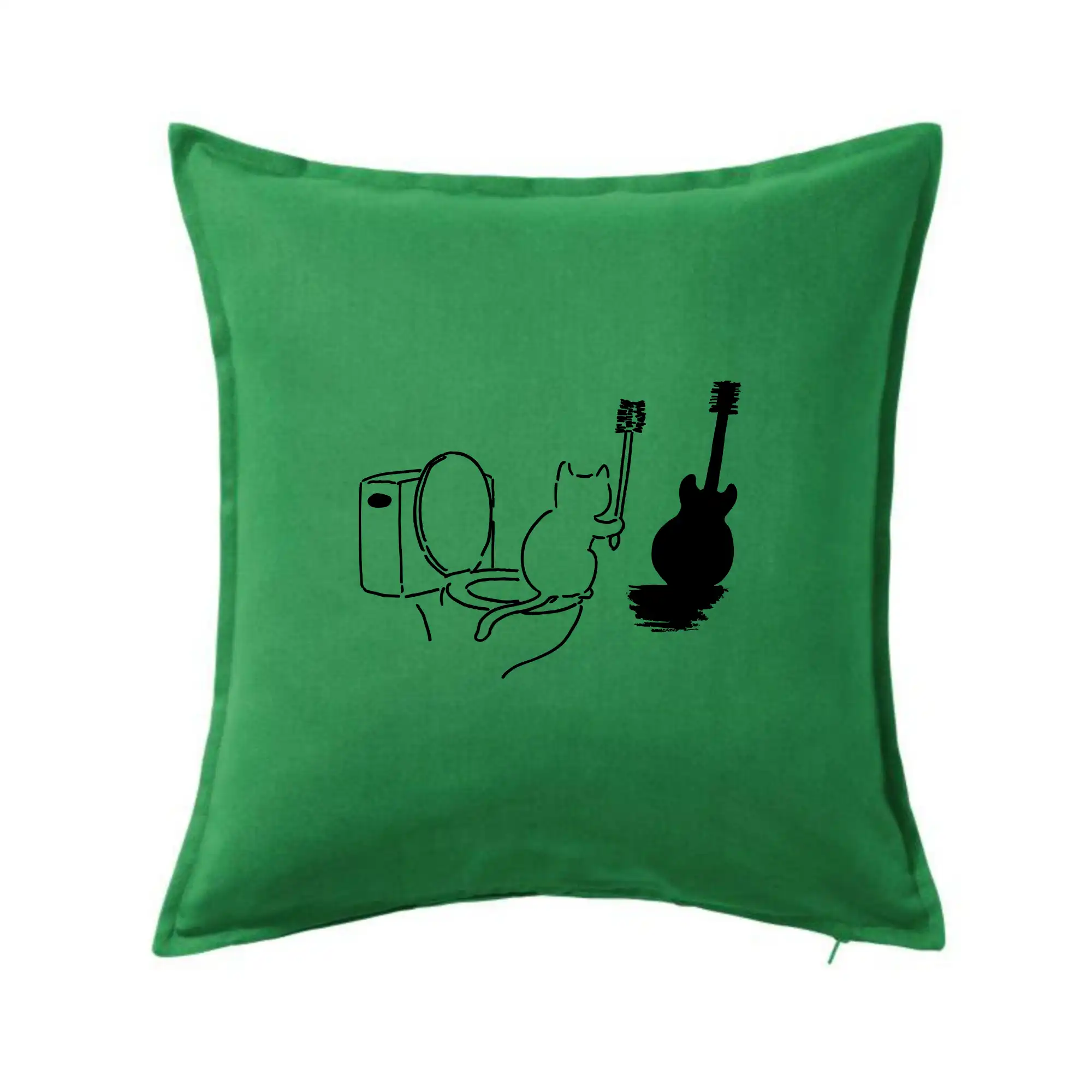 Vtipná tričká s mačkou - Mačka a gitara WC - Vankúš 50x50