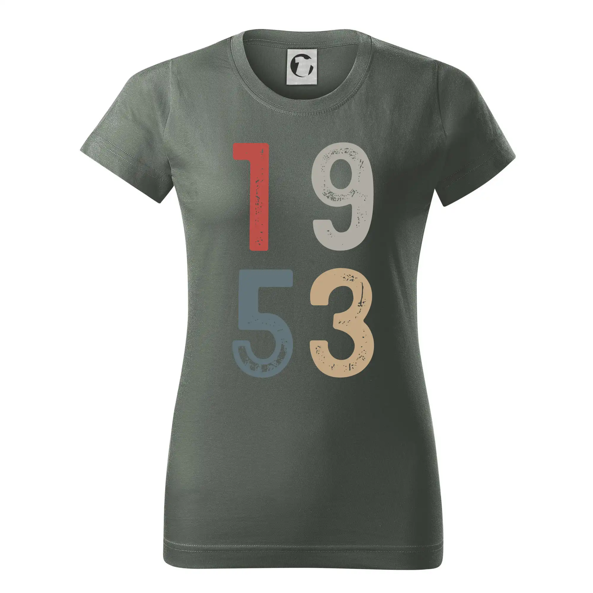 Tričká k narodeninám - Vintage číslica 1953 - Dámske tričko basic - ľahko voľnejšie a dlhšie