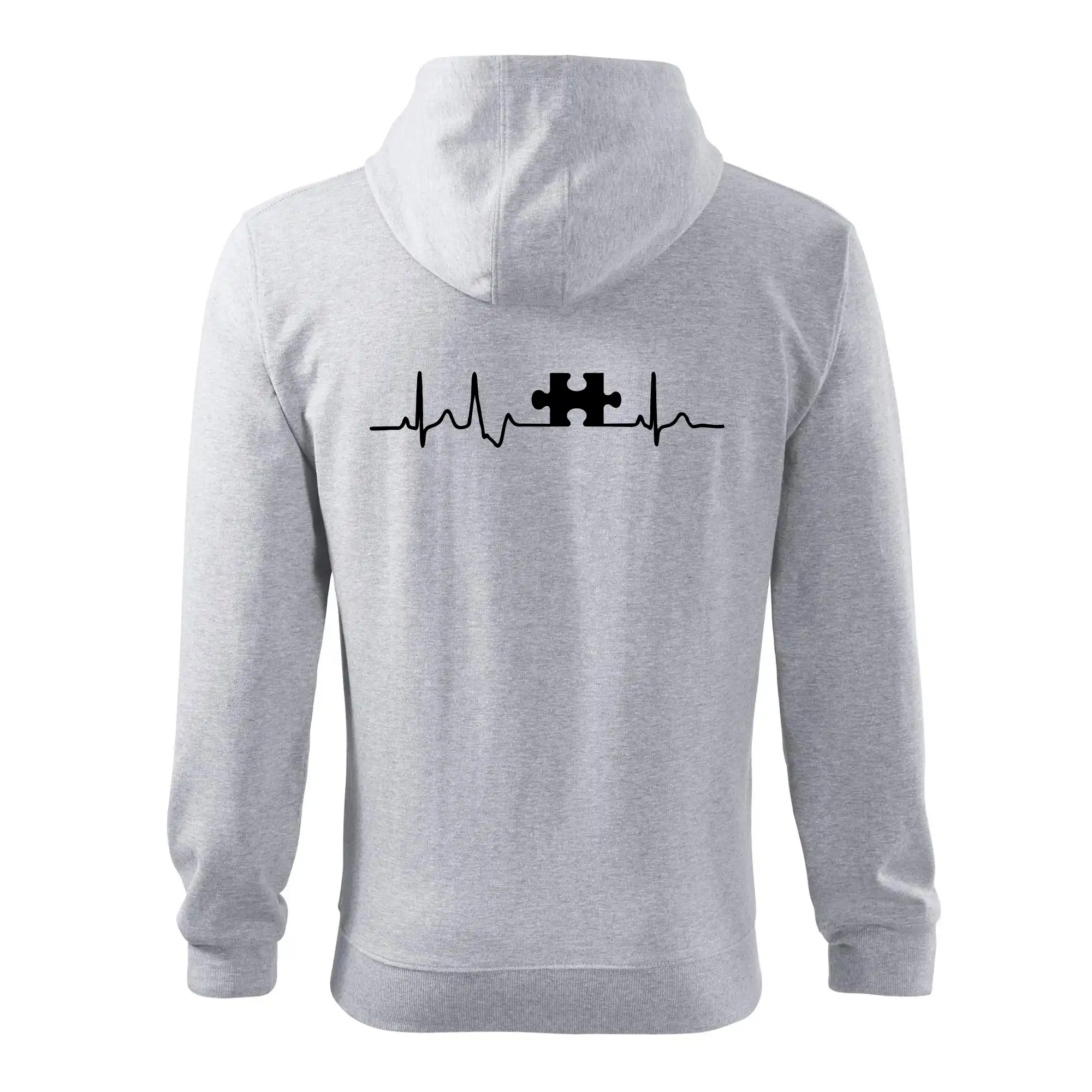 Tričká pre zamilovaných - EKG puzzle párové - Mikina s kapucňou na zips trendy zipper