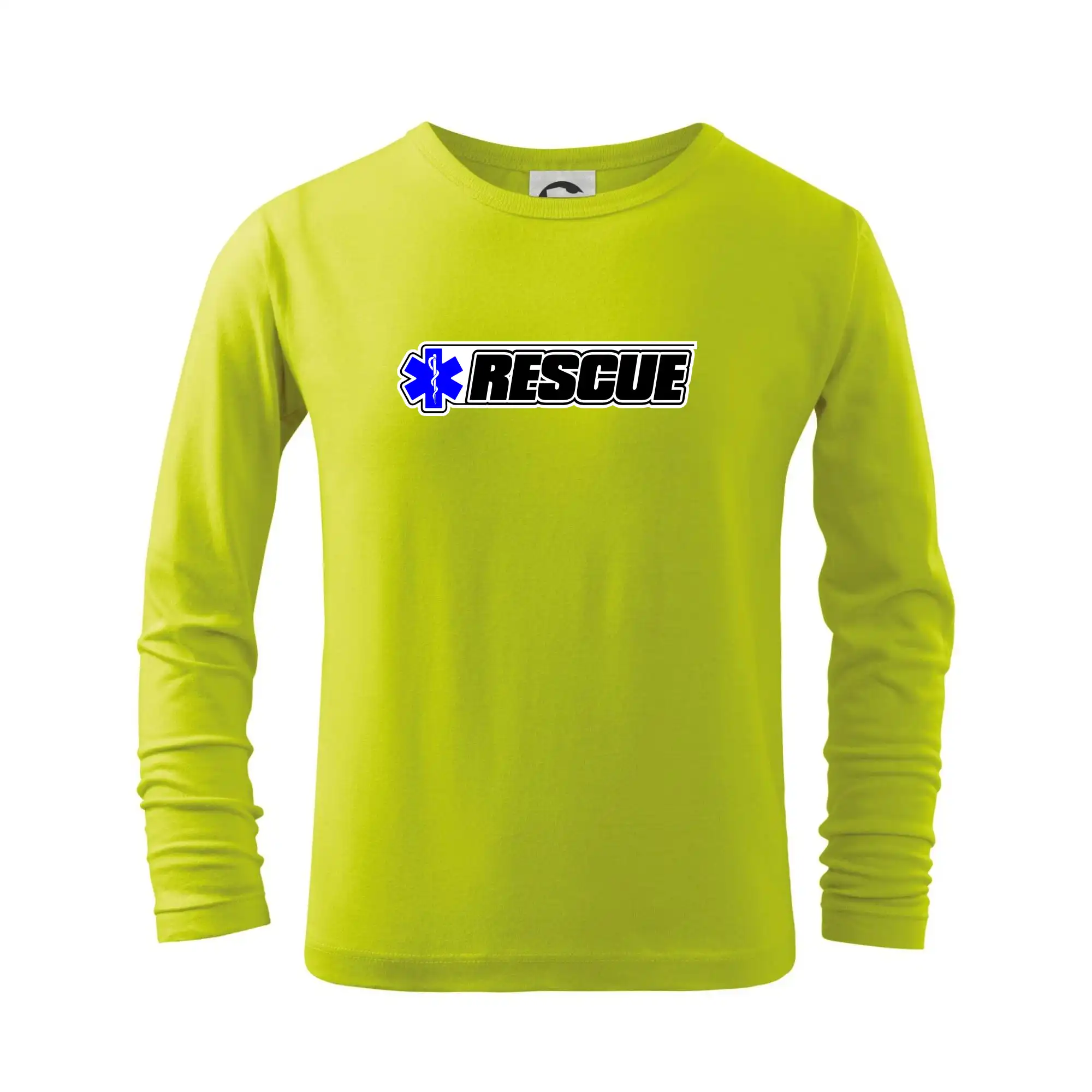 Tričká a mikiny pre záchranárov a lekárov - Kvalitné oblečenie pre zdravotníkov - Záchranár rescue kríž modrý - Tričko detské Long Sleeve