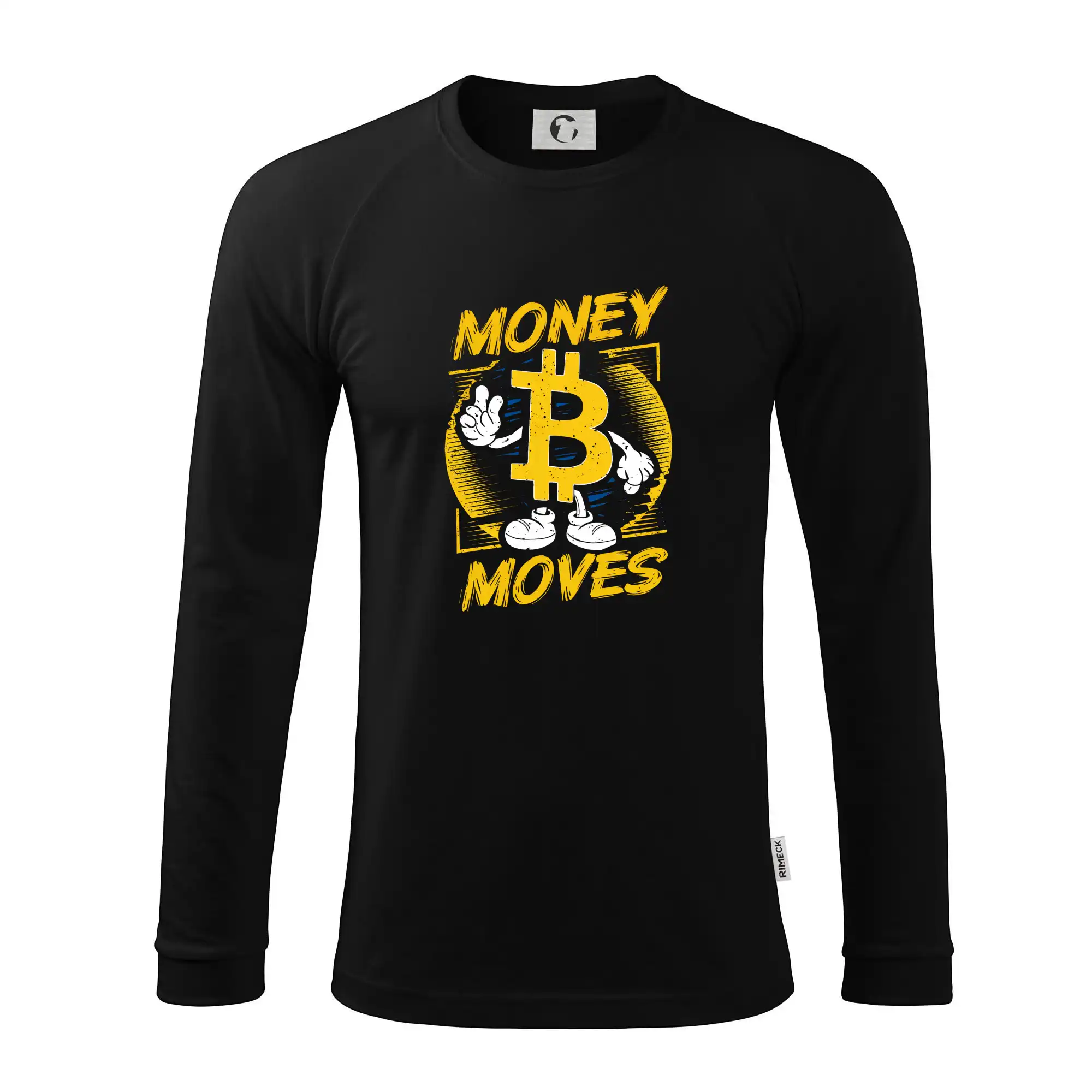 Money moves bitcoin mascot - Pánske tričko s dlhým rukávom LS130