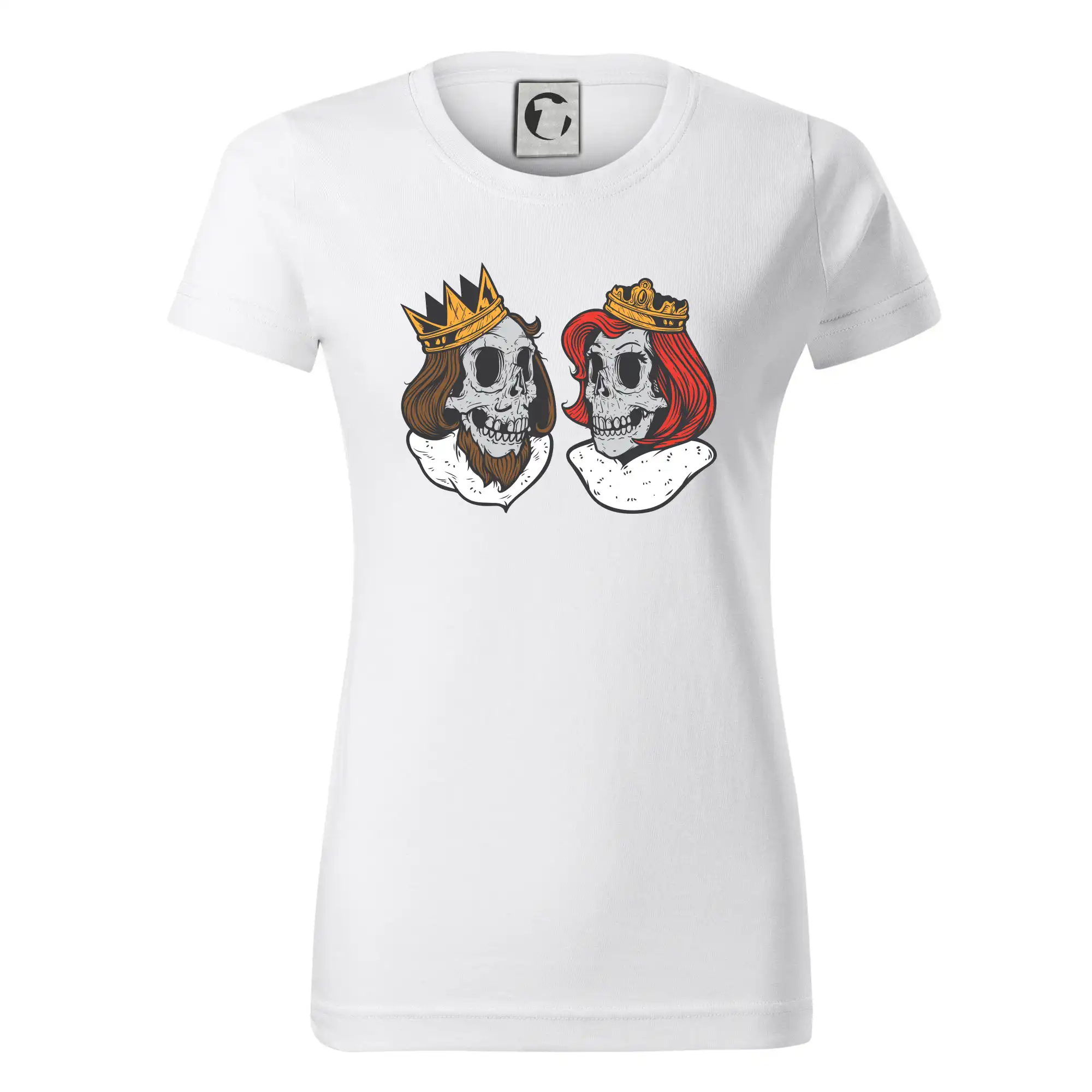 Tričká pre zamilovaných - King and queen lebky - Dámske tričko basic - ľahko voľnejšie a dlhšie