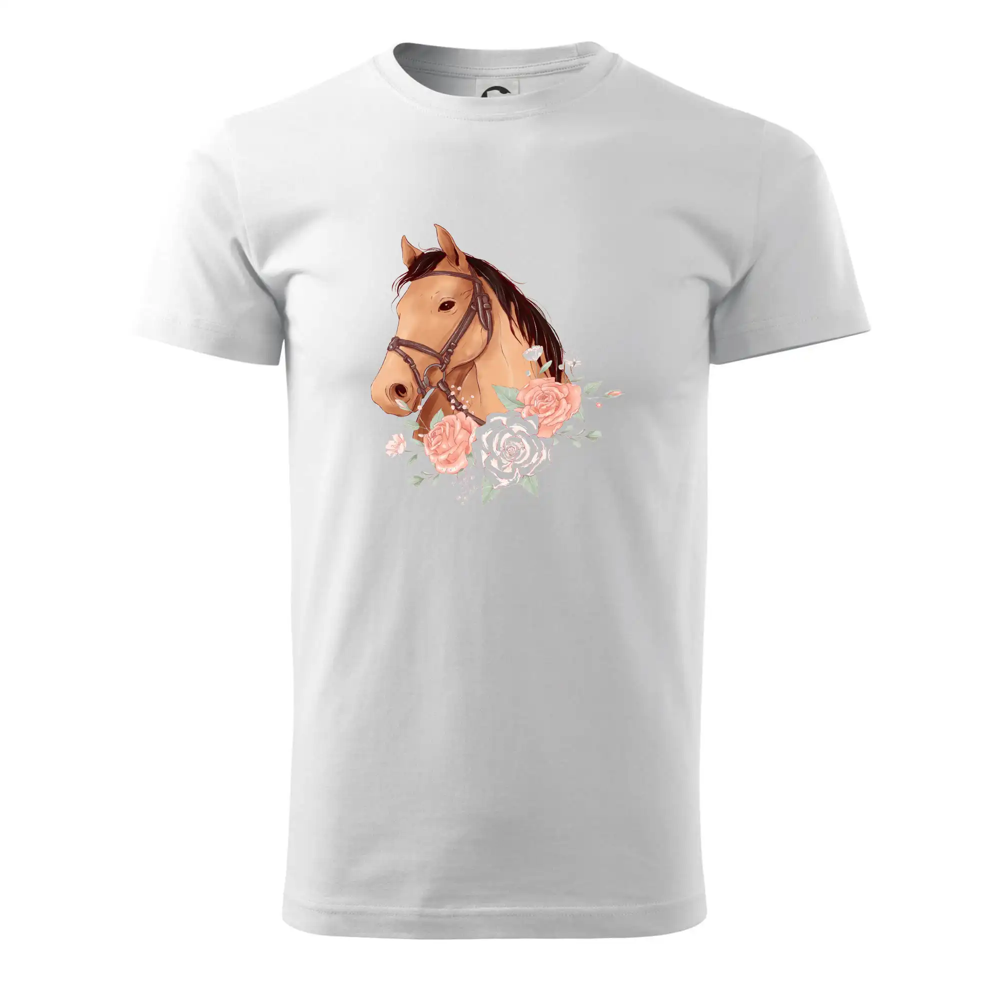 Tričká s koňmi - Hlava koňa a ruže - Tričko extra veľké  (5-8XL)