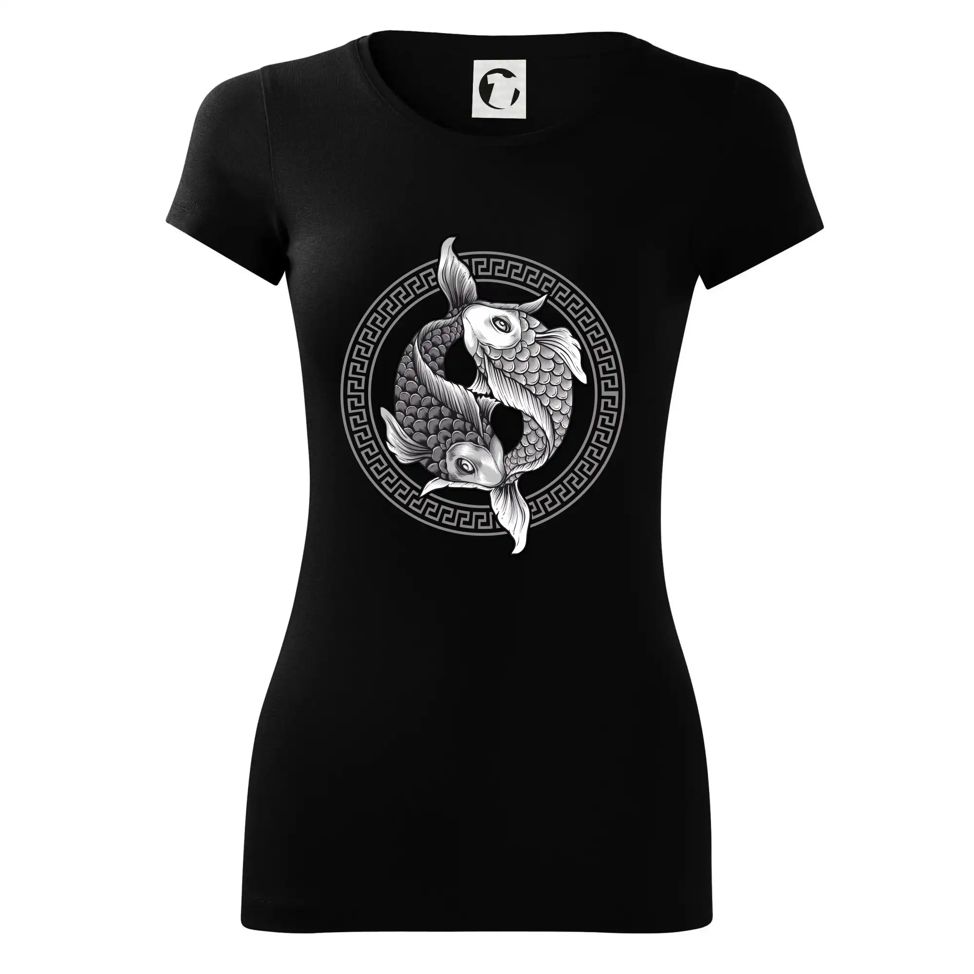 Tričká pre rybárov s potlačou - Yin & Yang ryby čiernobiele - Dámske tričko Glance - Priliehavejší strih