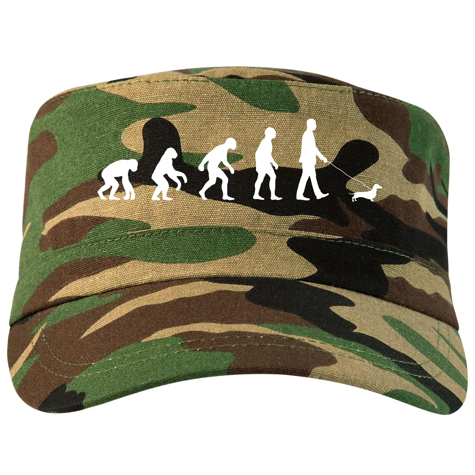 Tričká s motívom jazvečíka - Jazvečík Evolúcia muž / žena - Šiltovka CAMO