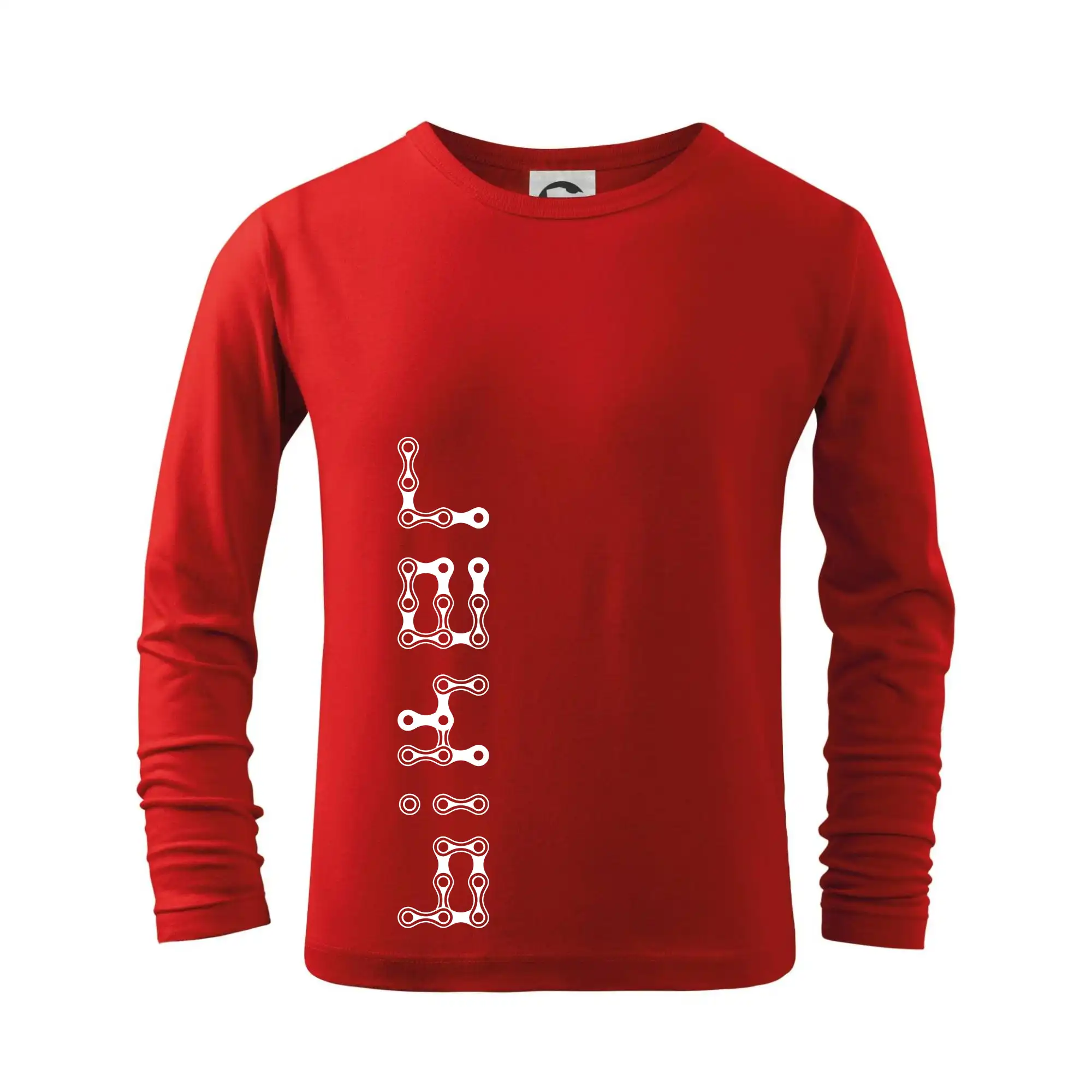 Tričko ako darček pre cyklistu - Biker nápis na výšku reťaz - Tričko detské Long Sleeve
