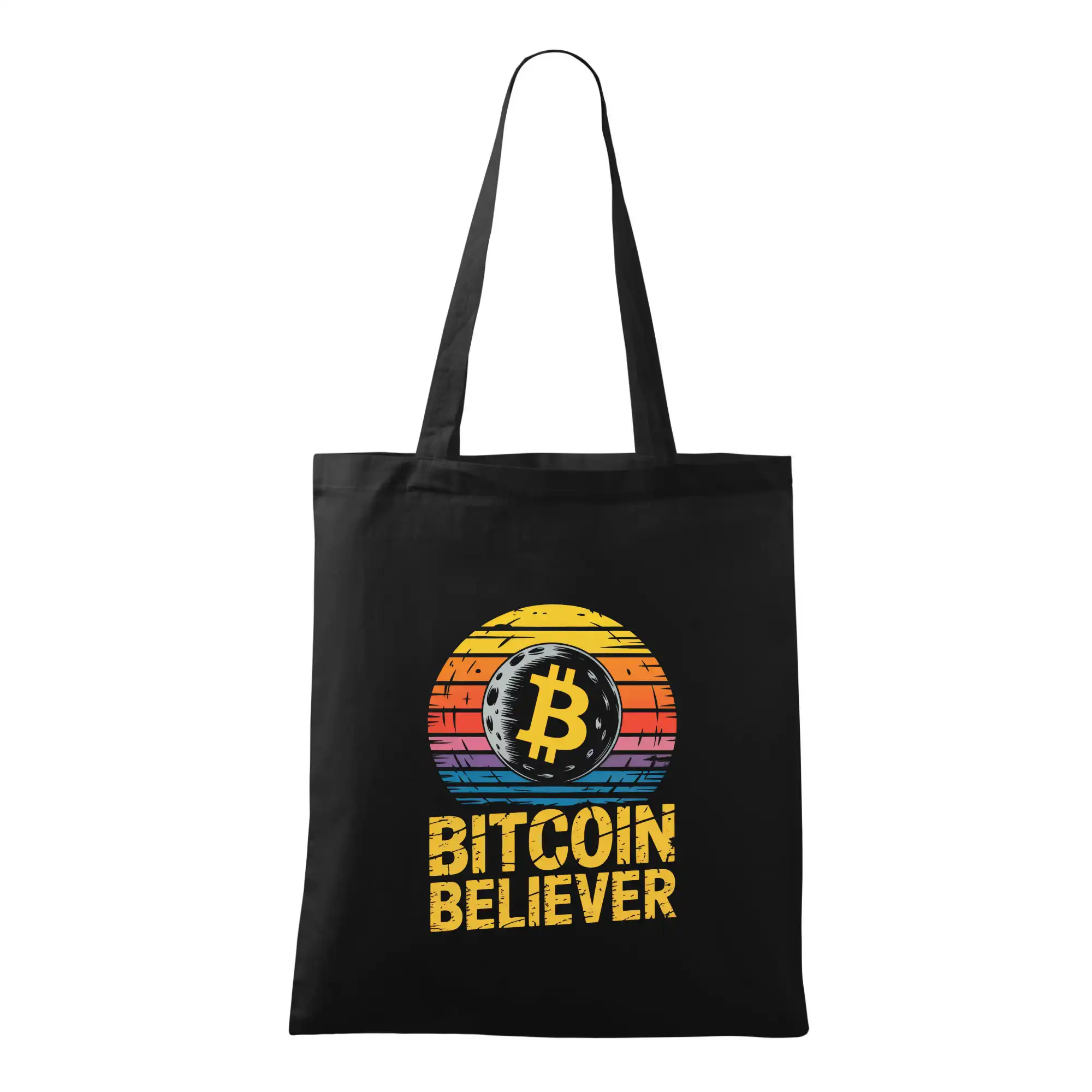 Bitcoin Believer Vintage retro sunset - Taška bavlnená