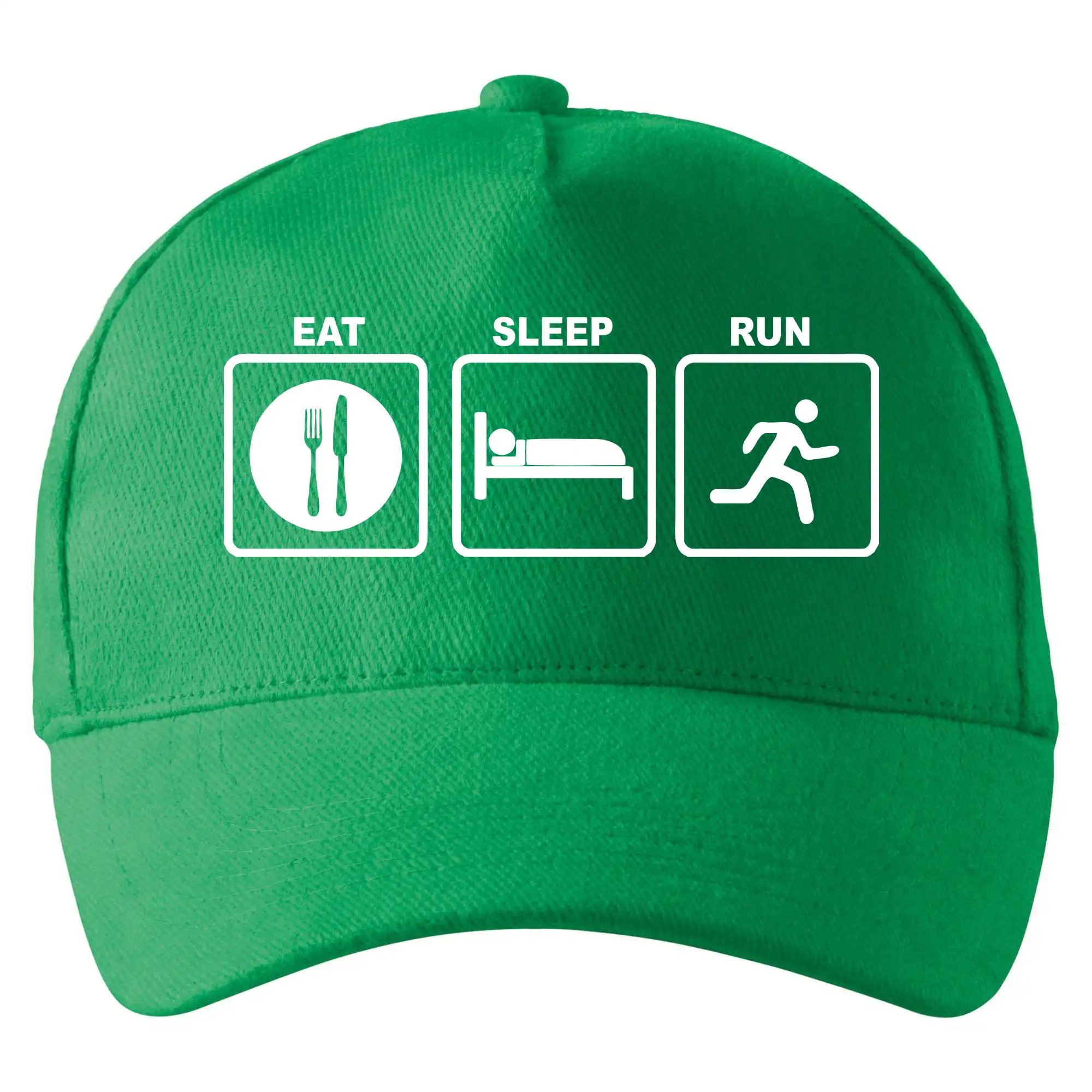 Eat sleep repeat - Eat sleep run štvorce - Šiltovka so zahnutým šiltom a mosaznou sponou