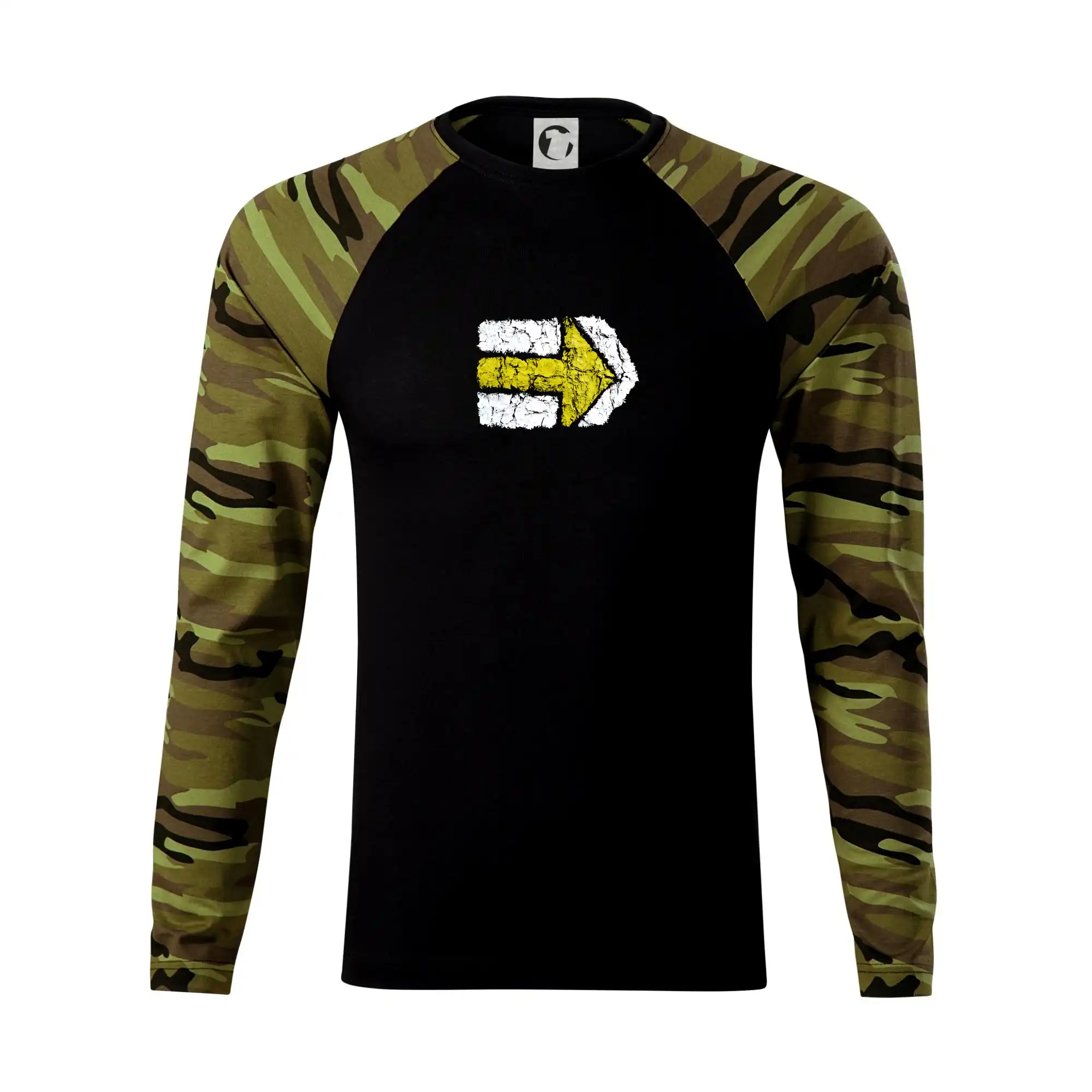 Trička na kempovanie - Párová turistická značka žlutá - Camouflage LS