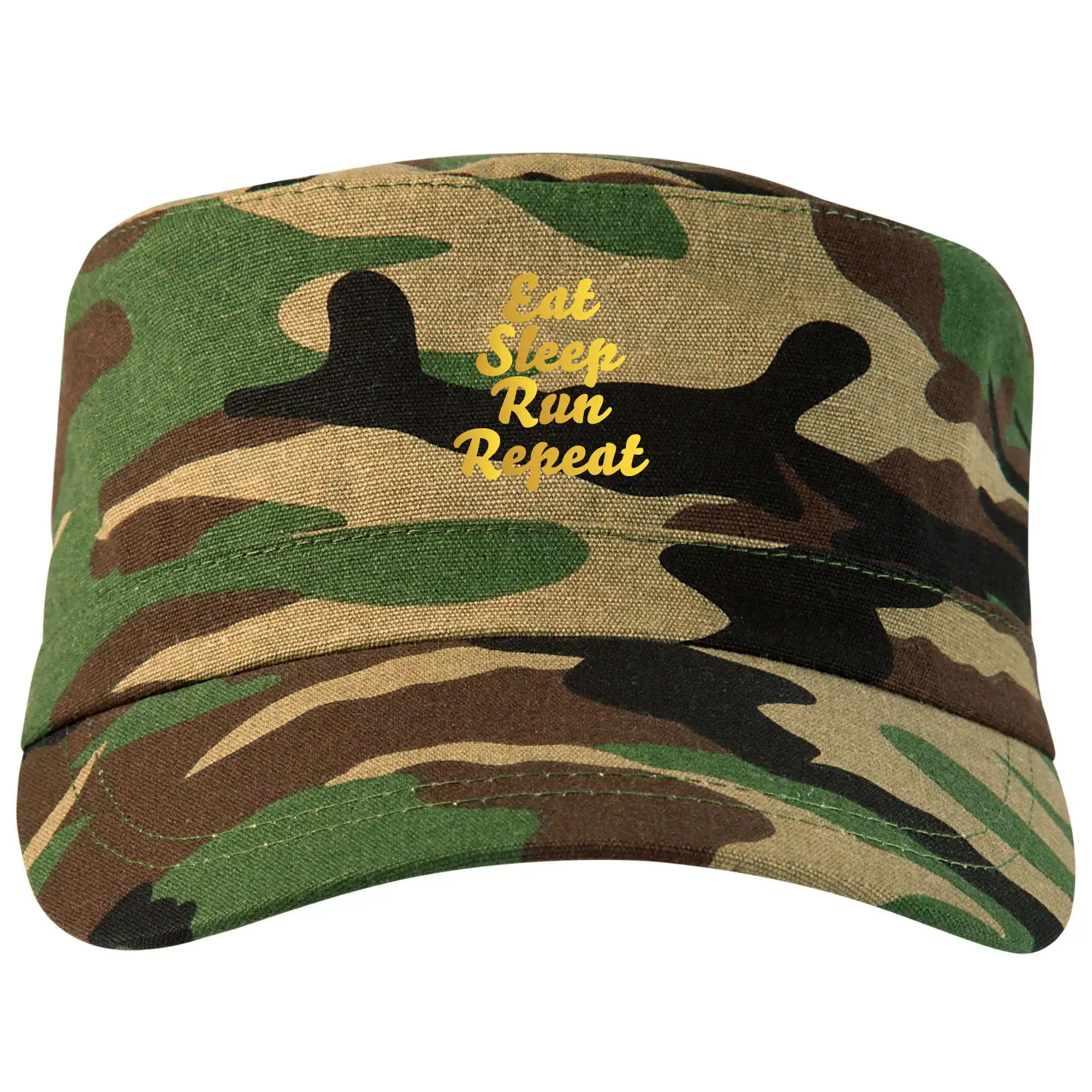 Tričká pre bežcov - Eat sleep run zlatá - Šiltovka CAMO