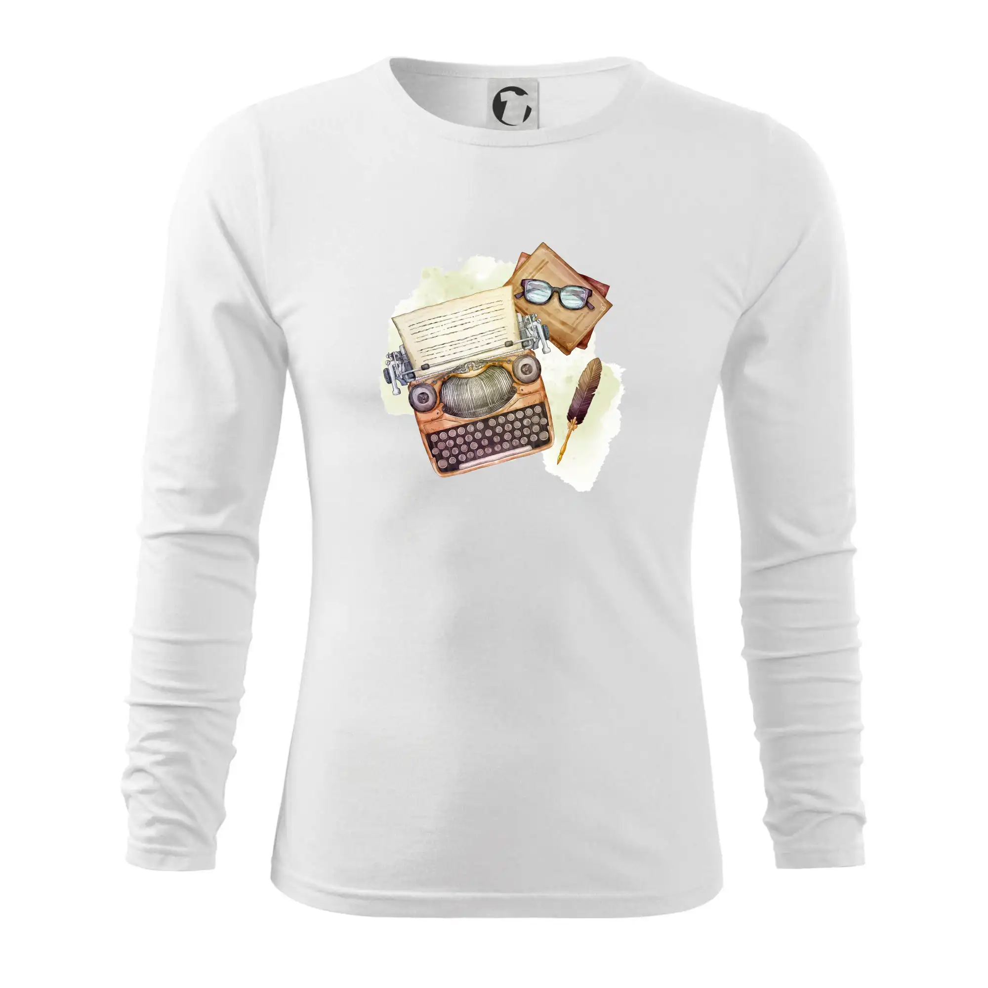 Tričká s motívom kníh pre milovníkov čítania a vône papiera - Knihy a písací stroj - Tričko s dlhým rukávom FIT-T long sleeve