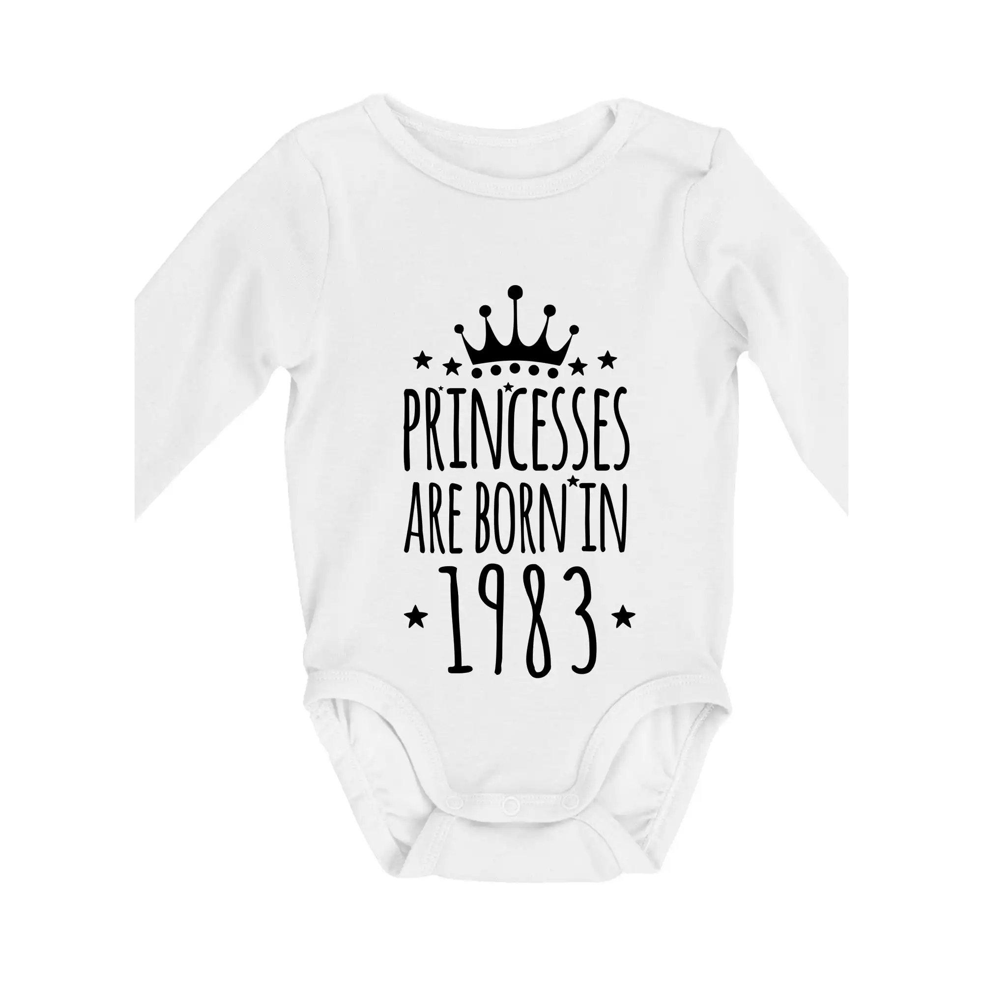 Tričká k narodeninám - Princesses are born in 1983 - Body dojčenské s dlhým rukávom
