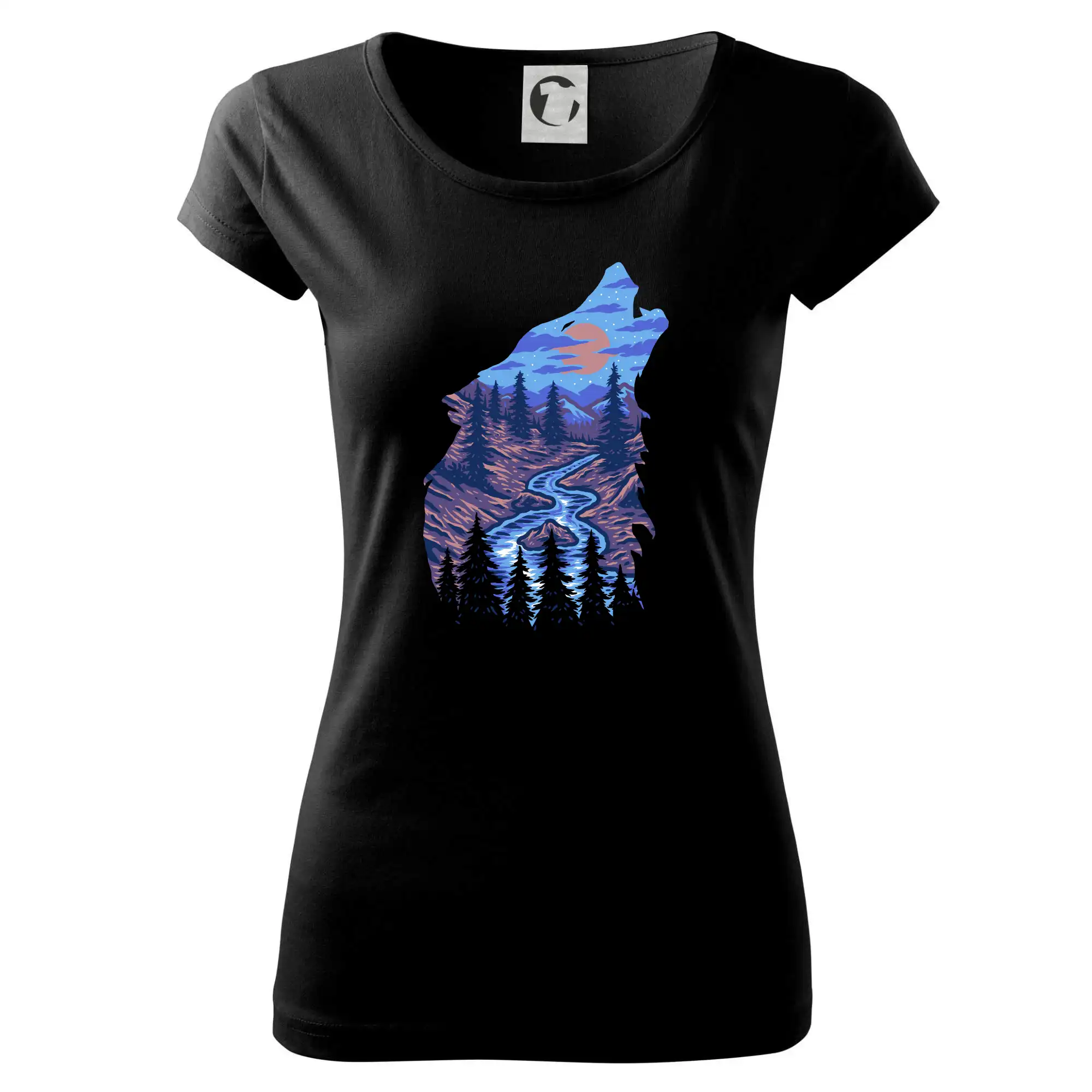 Obrys hlava vlka v noci