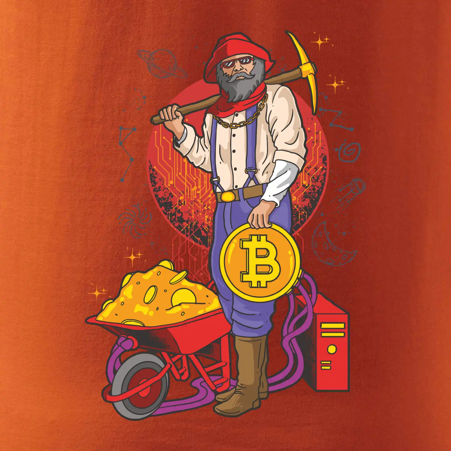 Horník těží bitcoiny