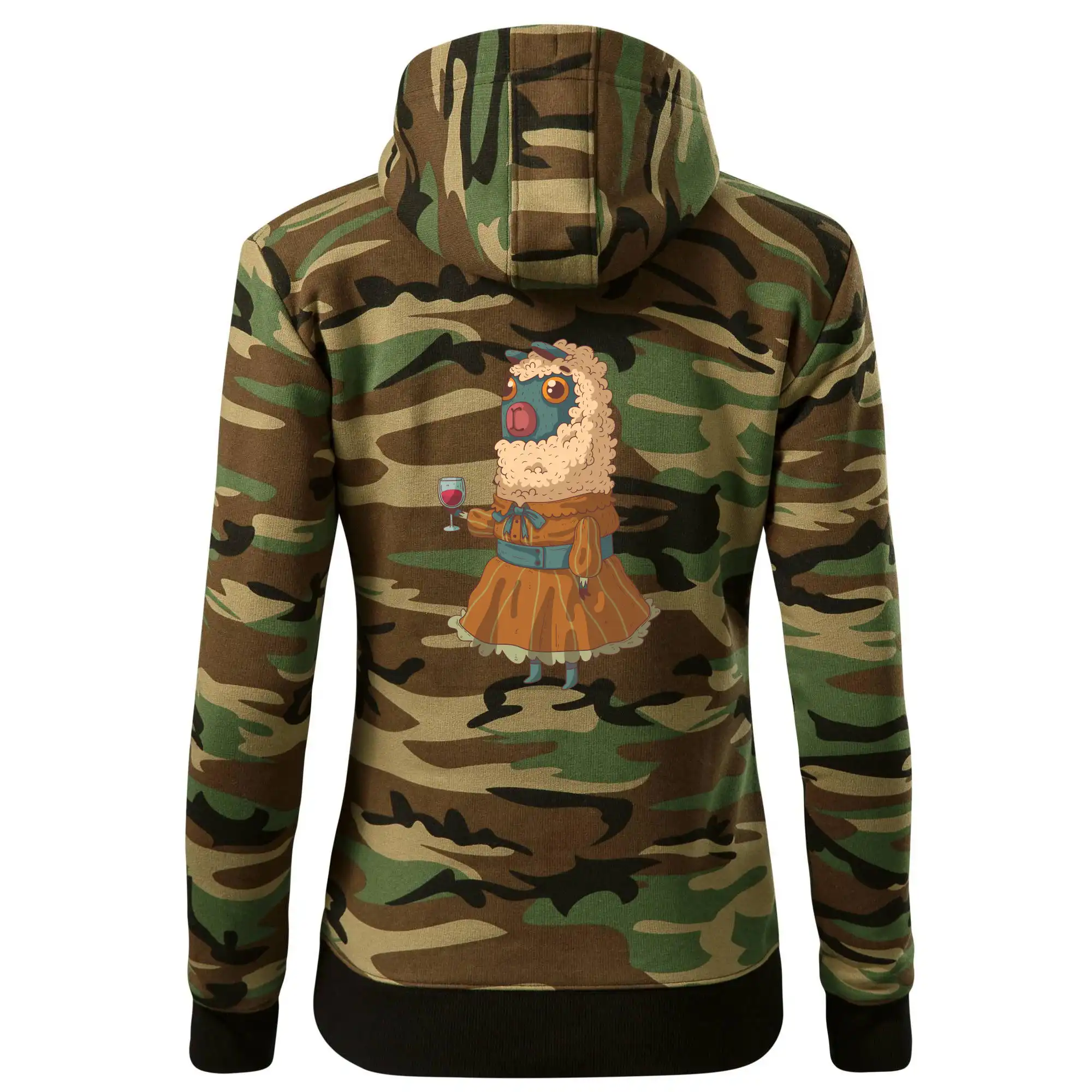 Alpaka s vínem žena