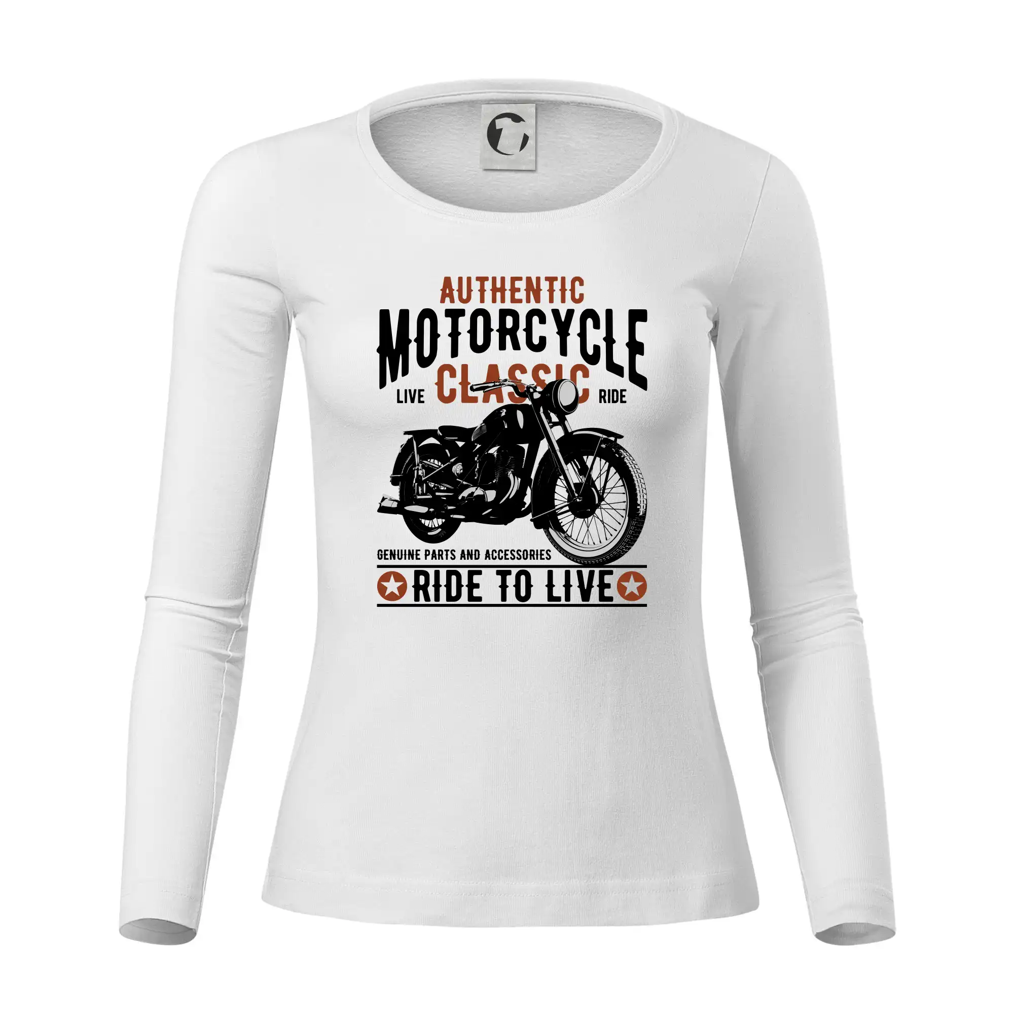 Tričká pre motorkárov¨ - Authentic classic ride to live - Dámske tričko FIT-T LS - zužené